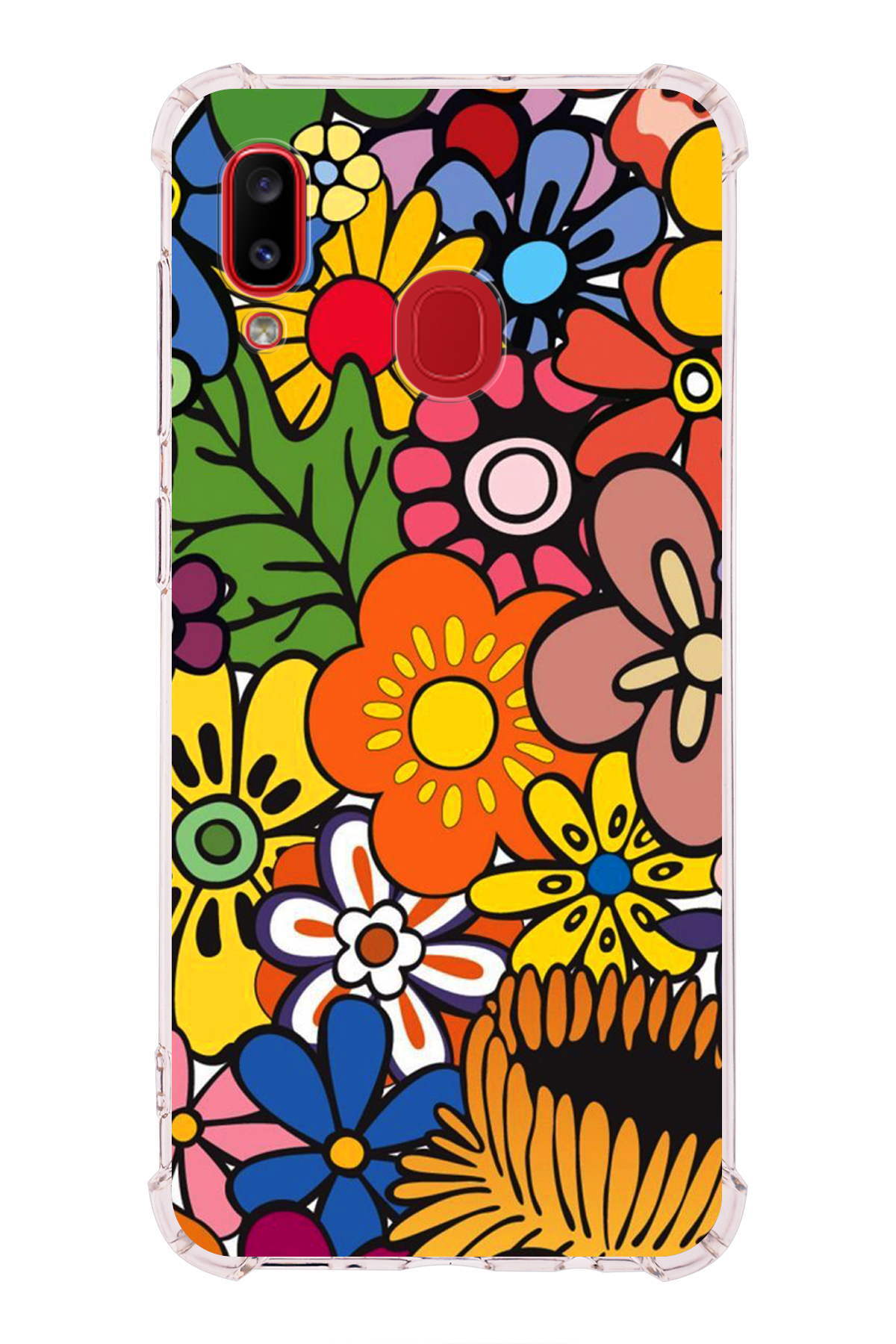 Samsung Galaxy A30 Uyumlu Retro Color 2 Baskılı Şeffaf Köşe Korumalı Antişok Kılıf