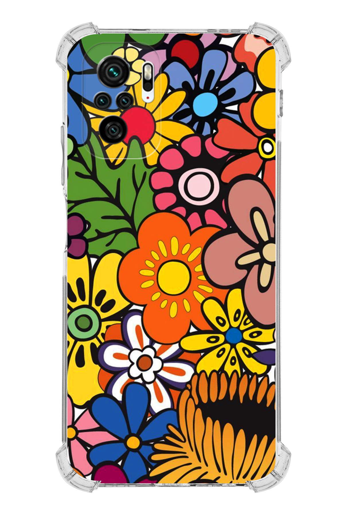 Xiaomi Redmi Note 10S Uyumlu Retro Color 2 Baskılı Şeffaf Köşe Korumalı Antişok Kılıf