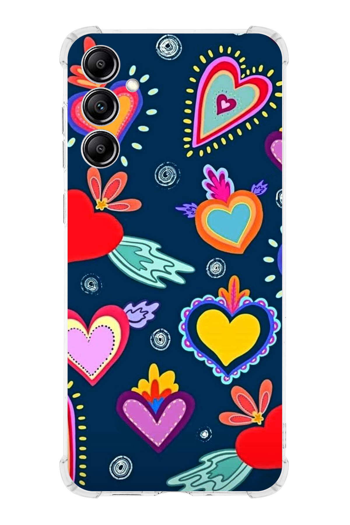 Samsung Galaxy A14 Uyumlu Retro Color 3 Baskılı Şeffaf Köşe Korumalı Antişok Kılıf