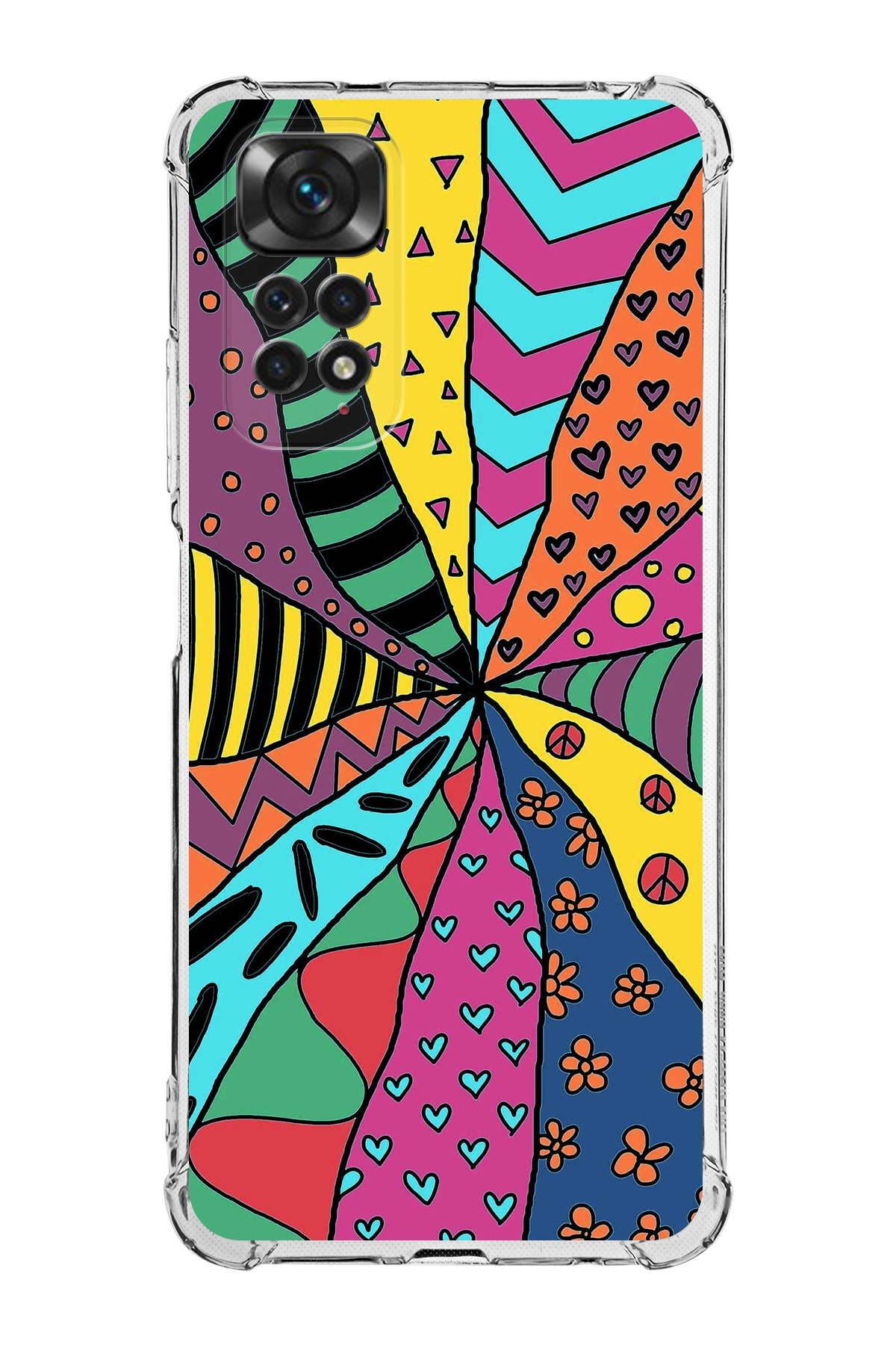 Xiaomi Redmi Note 11 Pro Uyumlu Retro Color 4 Baskılı Şeffaf Köşe Korumalı Antişok Kılıf