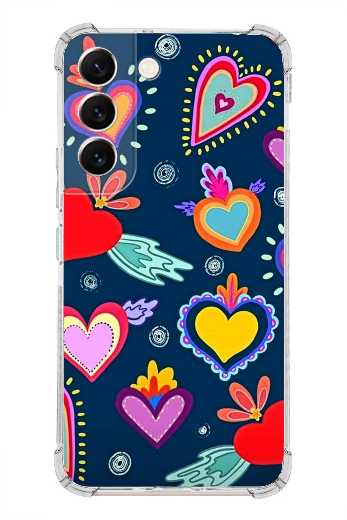 Samsung Galaxy S22 Uyumlu Retro Color 3 Baskılı Şeffaf Köşe Korumalı Antişok Kılıf