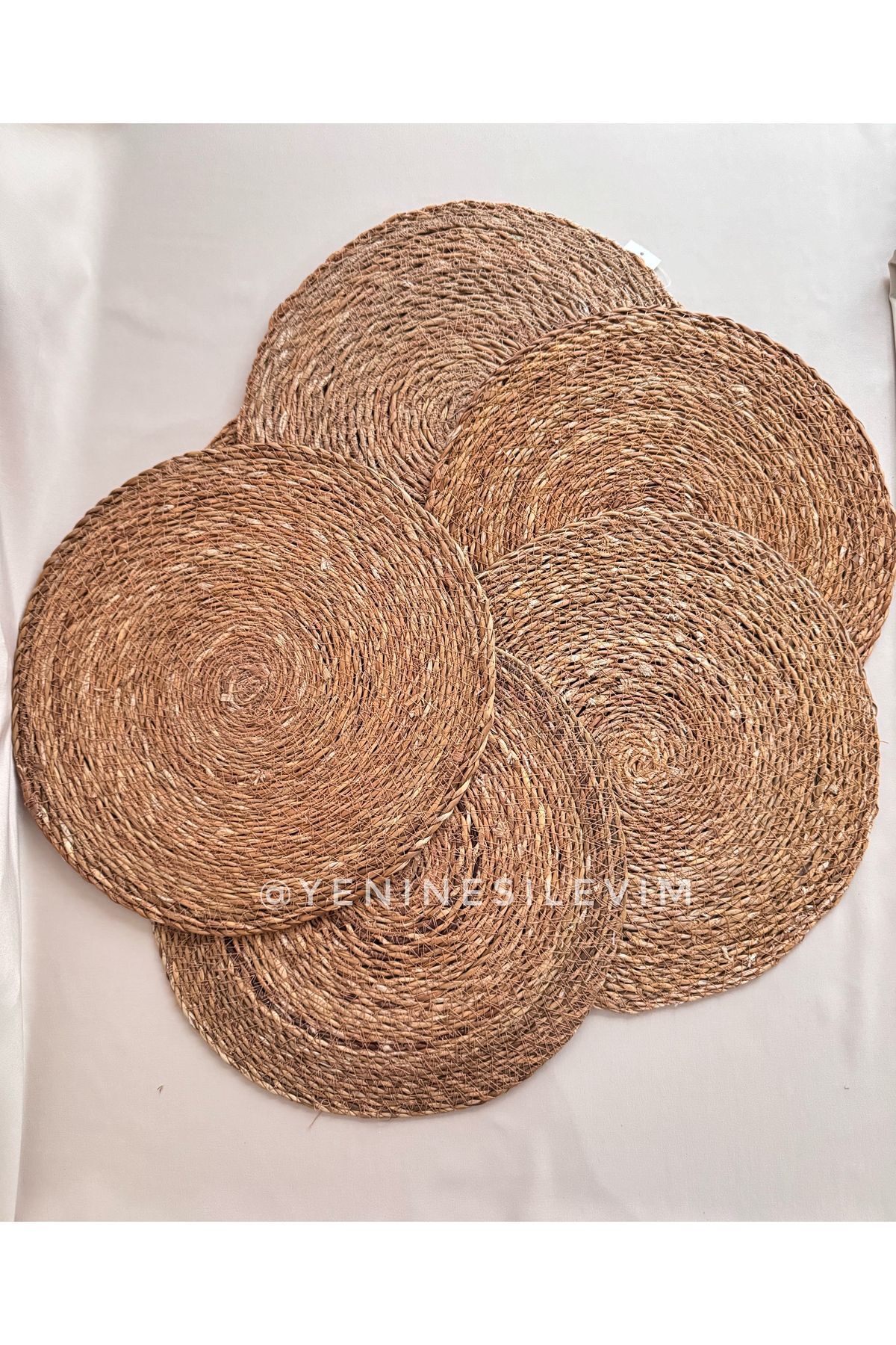 6lı Yuvarlak Hasır Örme Jüt Amerikan Servis/Supla