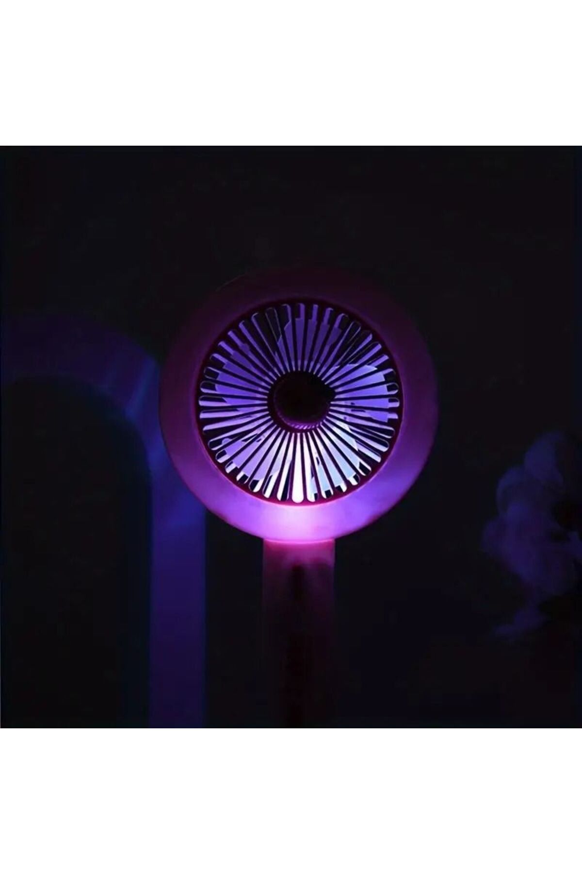 Mini Klima Led Işıklı Şarjlı El Fanı Vantilatör 3 Kademeli Hız Serinletici Fan Eflatun #5