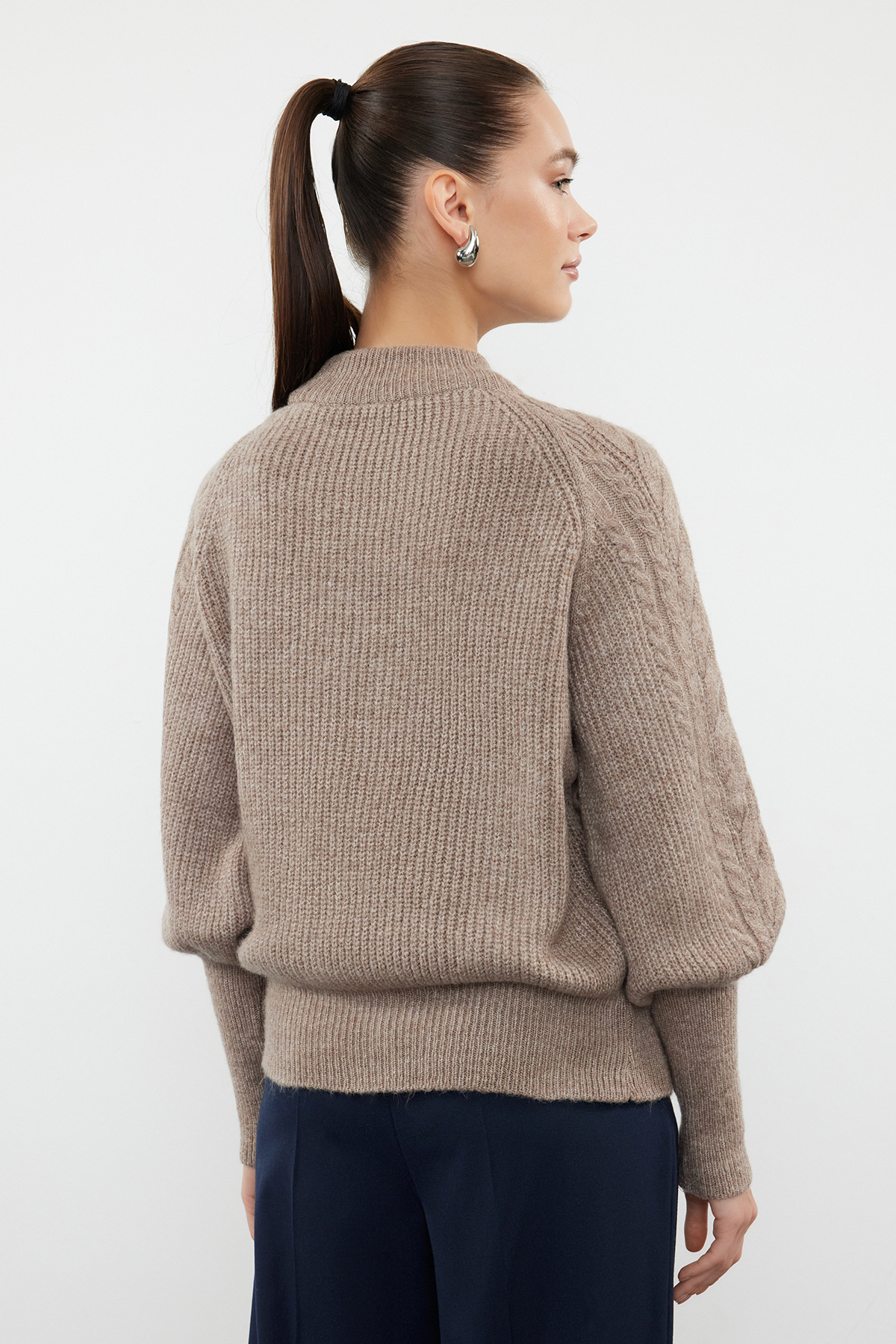 Trendyolmilla  Vizon Yumuşak Dokulu Saç Örgülü Triko Kazak TWOAW21KZ0109 - Görsel 5