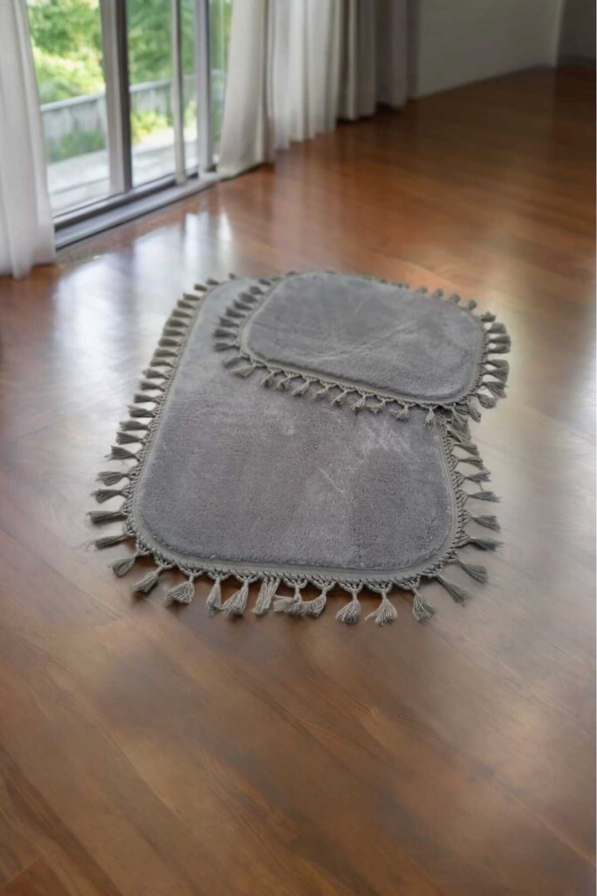 ALTUN CARPET-2 Color + 6 Colors Available Bath Mat Post Plush Pompom Fringed Non-Slip Carpet 50X80+40X50 1