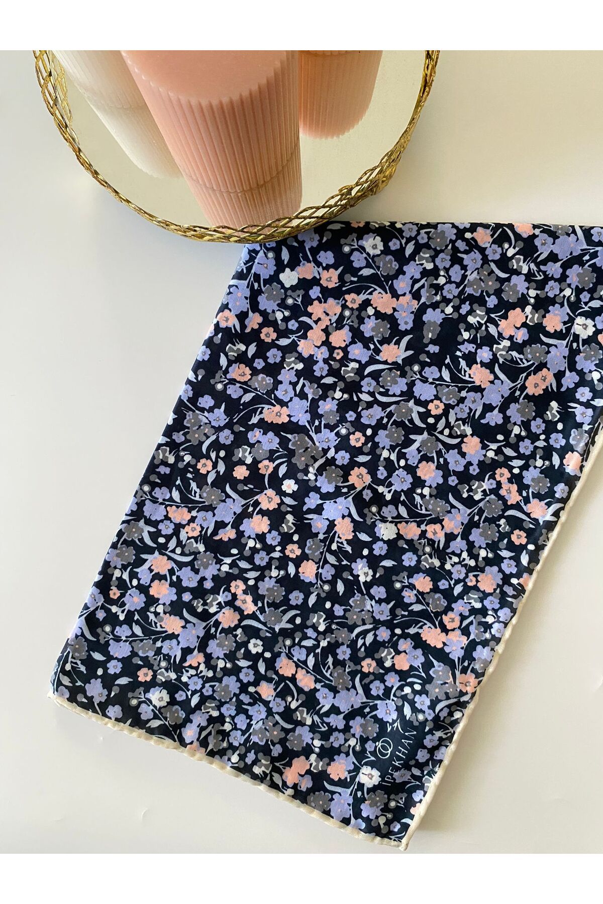 İpekhan-Thin Cotton Begonia Patterned Scarf 1