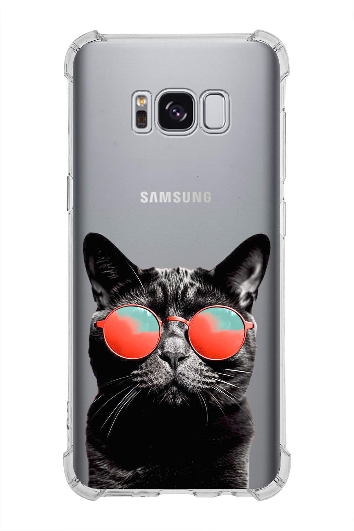 Samsung Galaxy S8 Plus Uyumlu Kedi 3 Baskılı Şeffaf Köşe Korumalı Antişok Kılıf