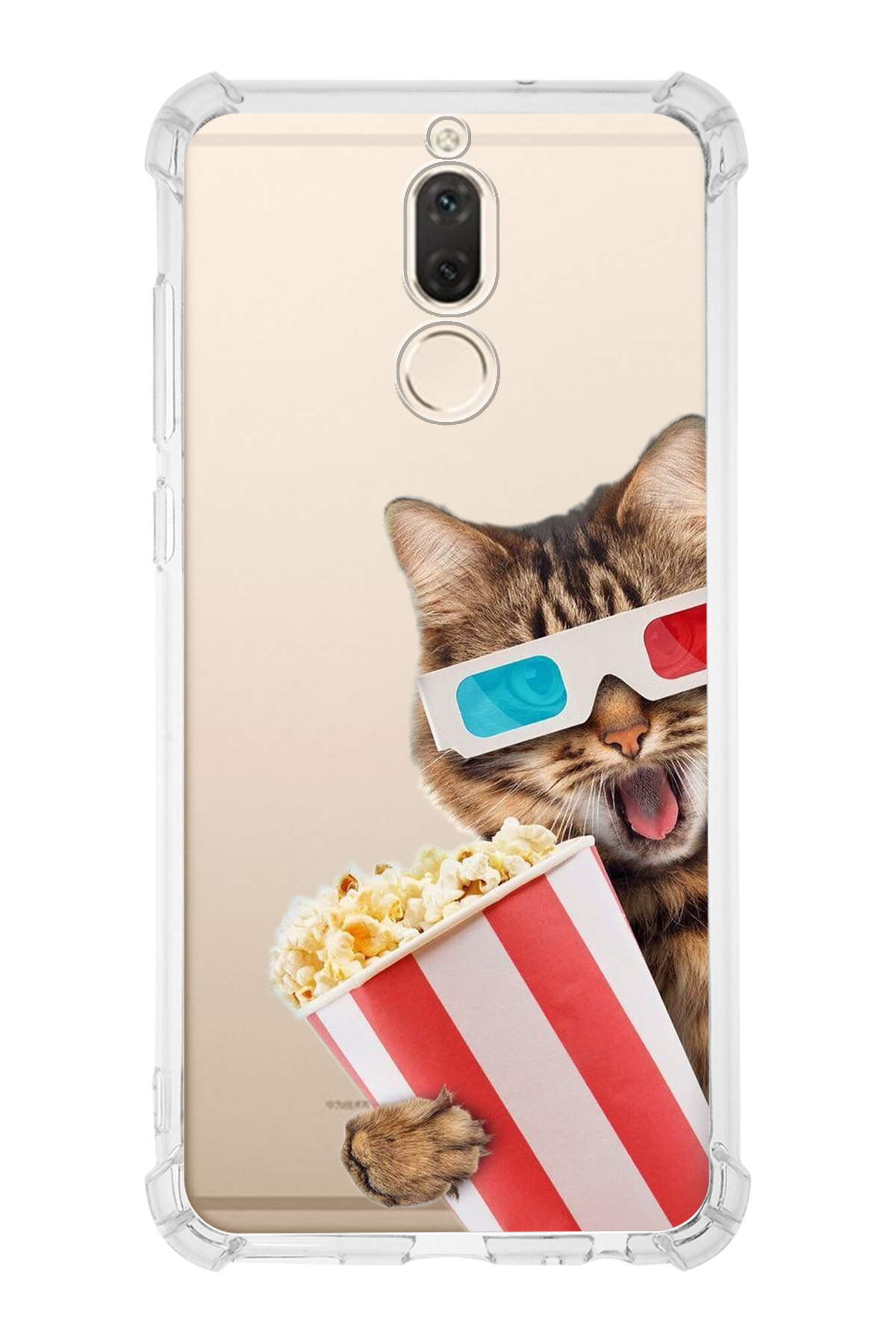 Huawei Mate 10 Lite Uyumlu Kedi 1 Baskılı Şeffaf Köşe Korumalı Antişok Kılıf