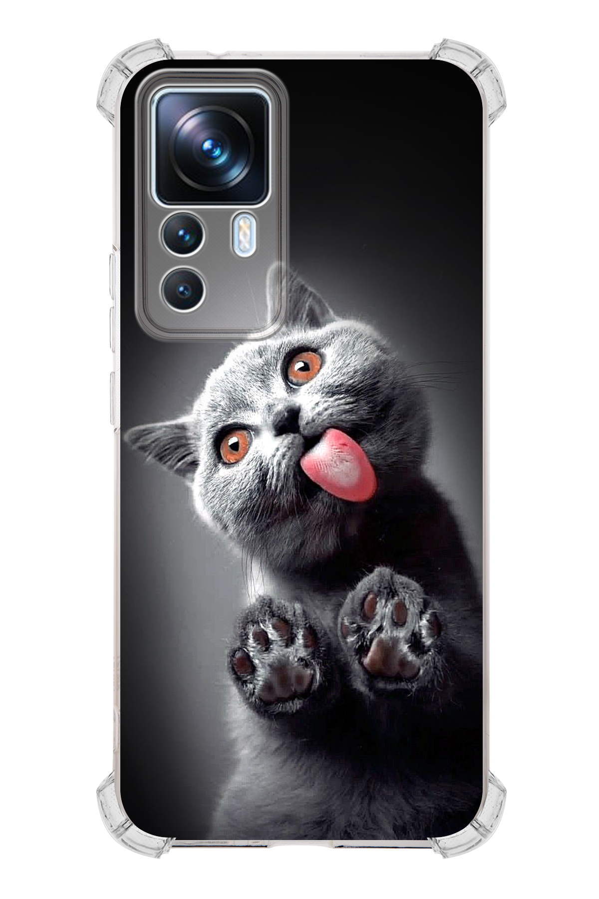 Xiaomi Mi 12T Pro Uyumlu Kedi 2 Baskılı Şeffaf Köşe Korumalı Antişok Kılıf