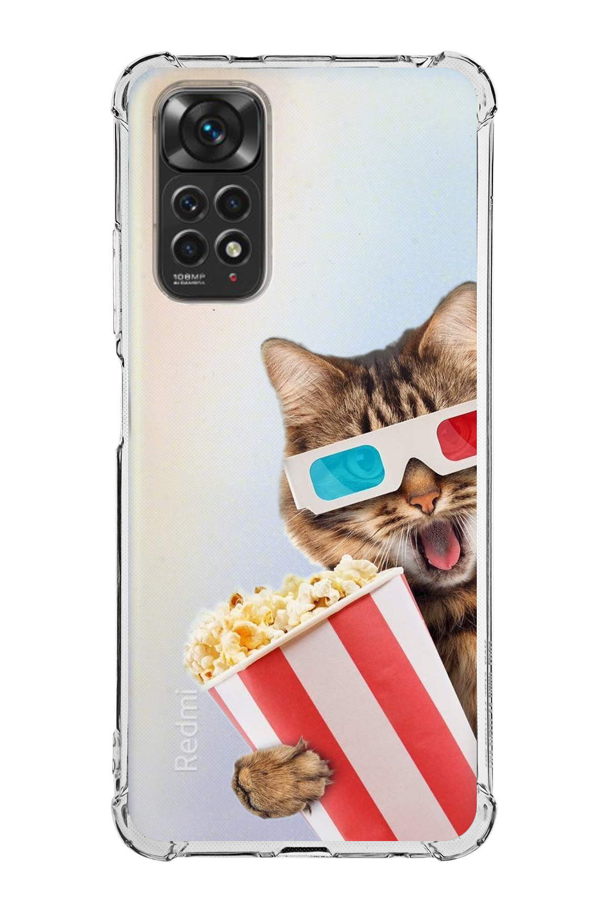 Redmi Note 11 Uyumlu Kedi 1 Baskılı Şeffaf Köşe Korumalı Antişok Kılıf