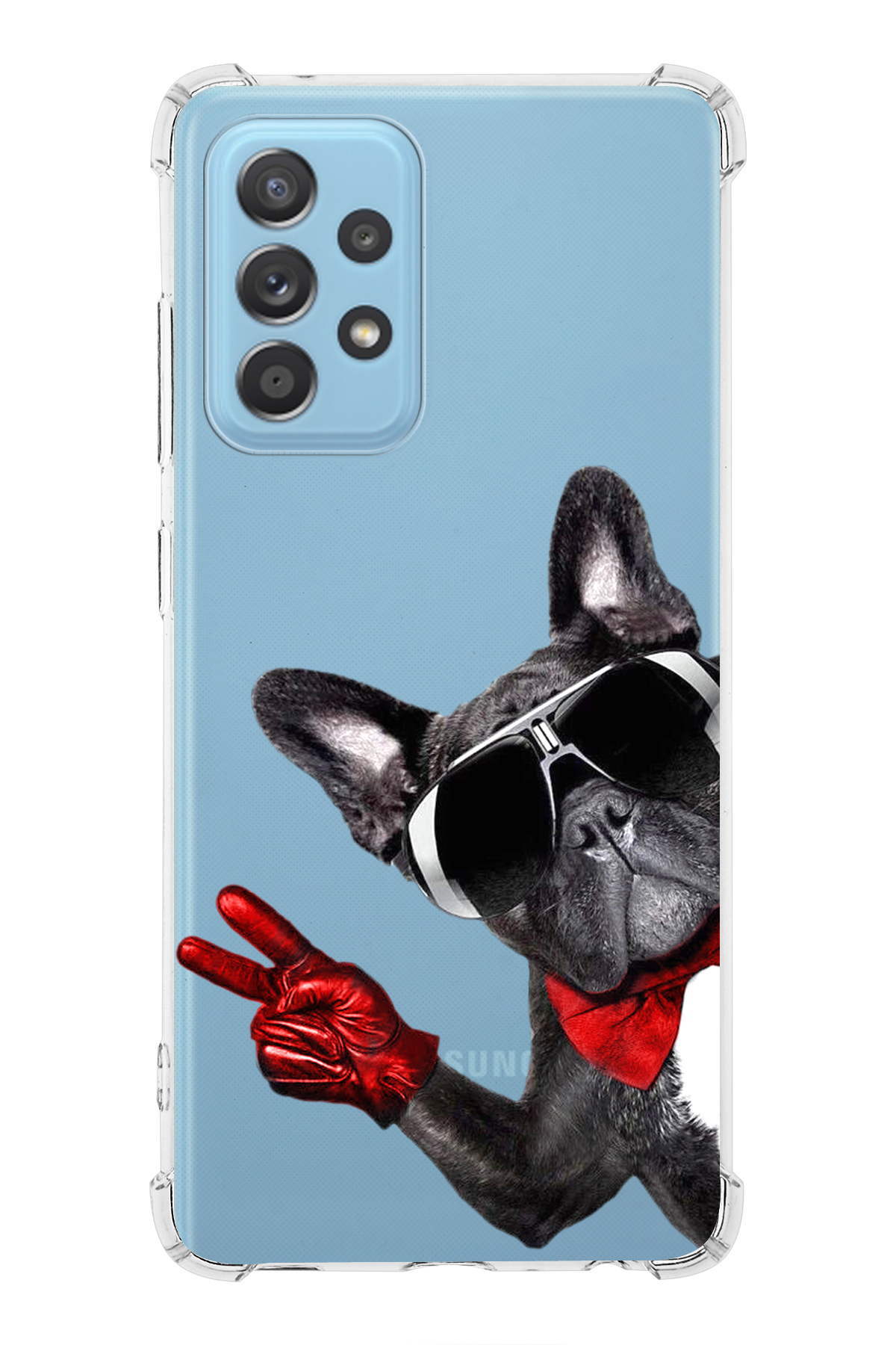 Samsung A52S 5G Uyumlu Köpek 2 Baskılı Şeffaf Köşe Korumalı Antişok Kılıf