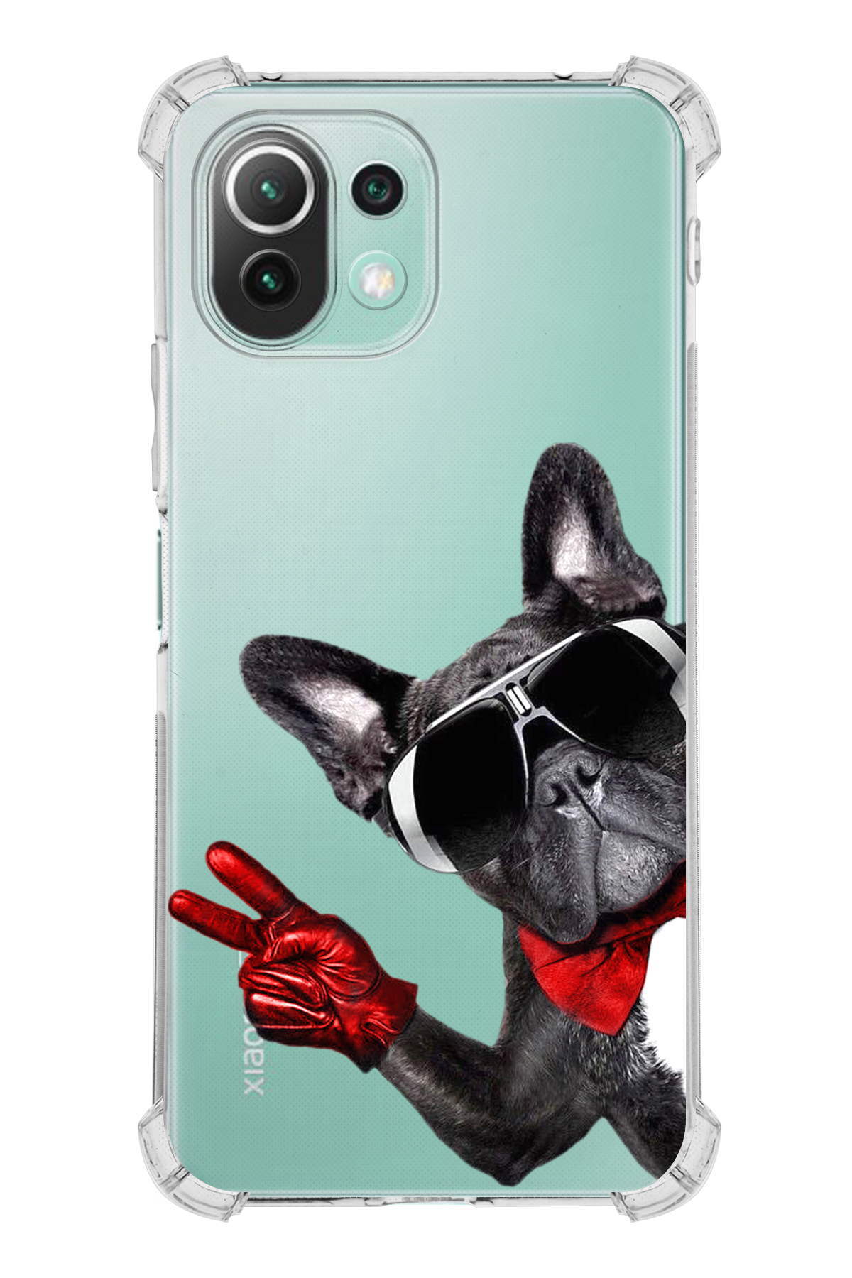 Xiaomi Mi 11 Lite Uyumlu Köpek 2 Baskılı Şeffaf Köşe Korumalı Antişok Kılıf