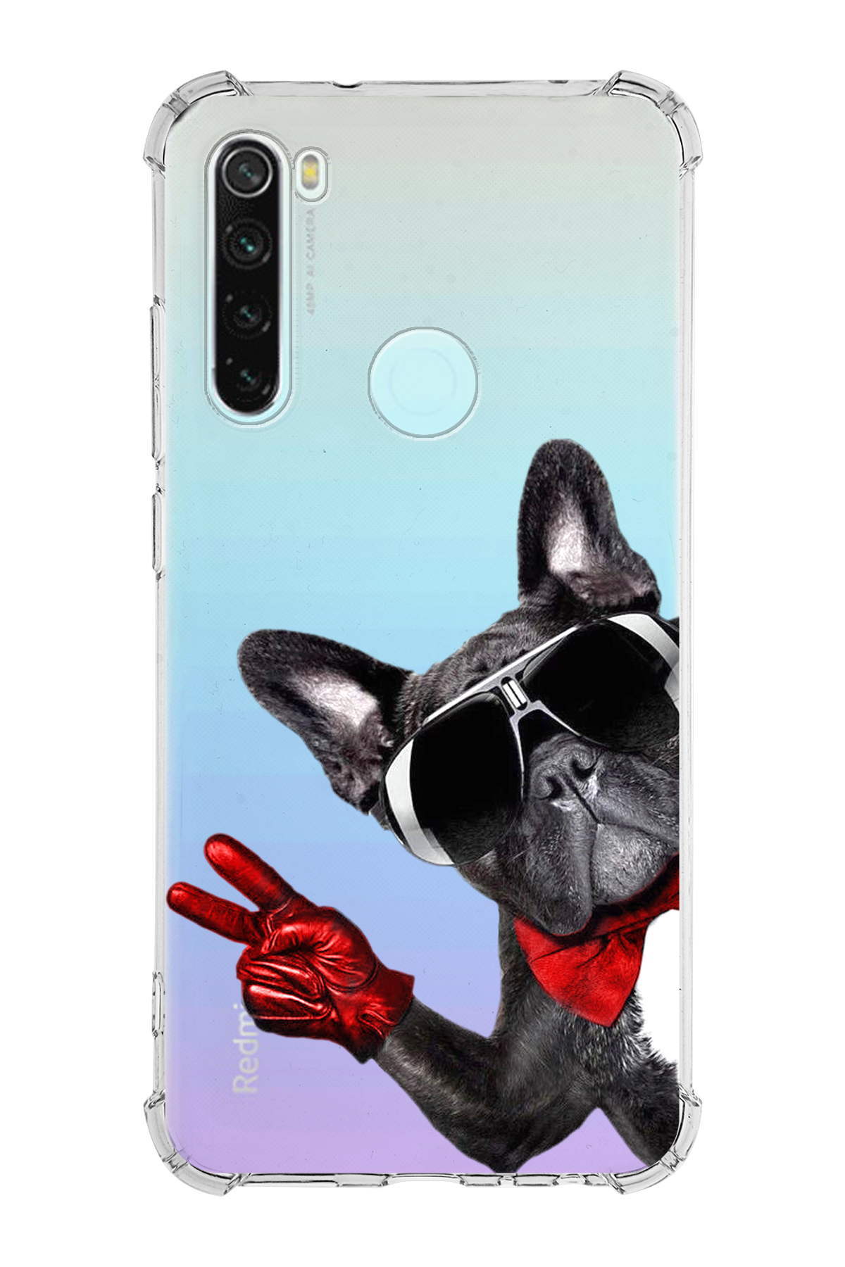 Xiaomi Redmi Note 8 Uyumlu Köpek 2 Baskılı Şeffaf Köşe Korumalı Antişok Kılıf