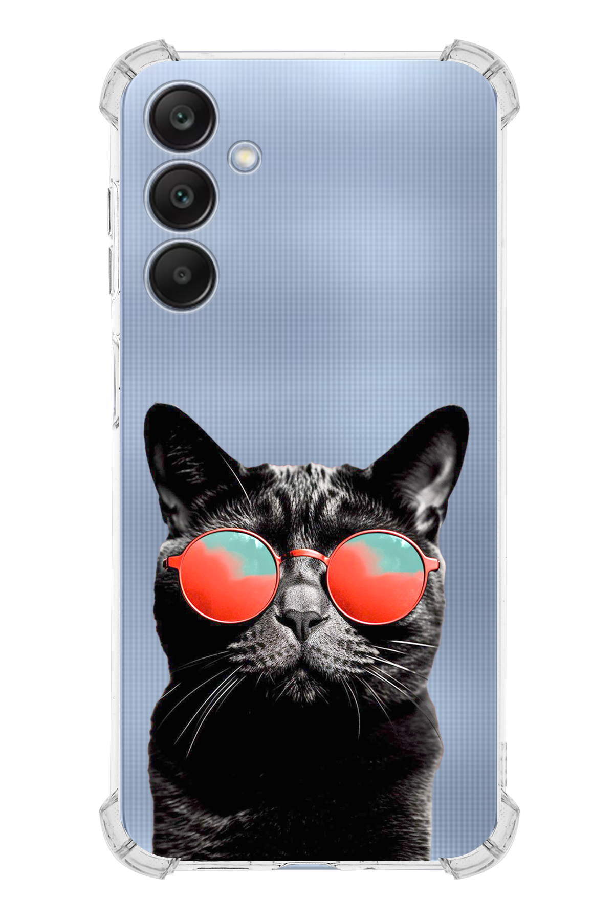 Samsung Galaxy A25 Uyumlu Kedi 3 Baskılı Şeffaf Köşe Korumalı Antişok Kılıf