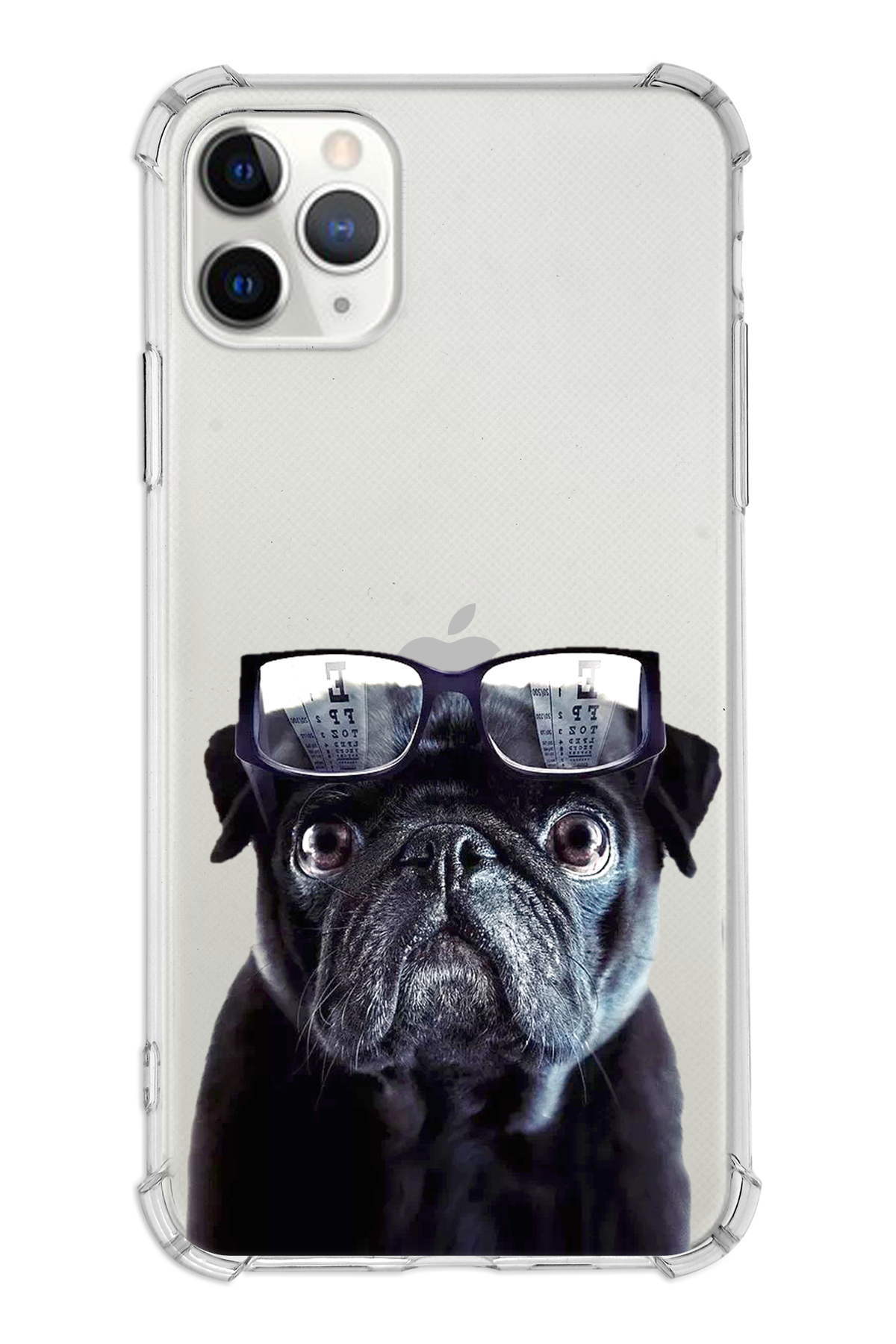 PrintiFy Apple iPhone 11 Pro Uyumlu Köpek 3 Baskılı Şeffaf Köşe Korumalı Antişok Kılıf