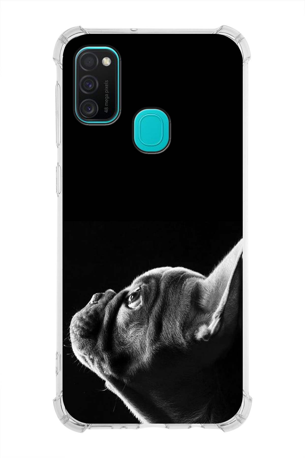 Samsung Galaxy M30S Uyumlu Köpek 1 Baskılı Şeffaf Köşe Korumalı Antişok Kılıf