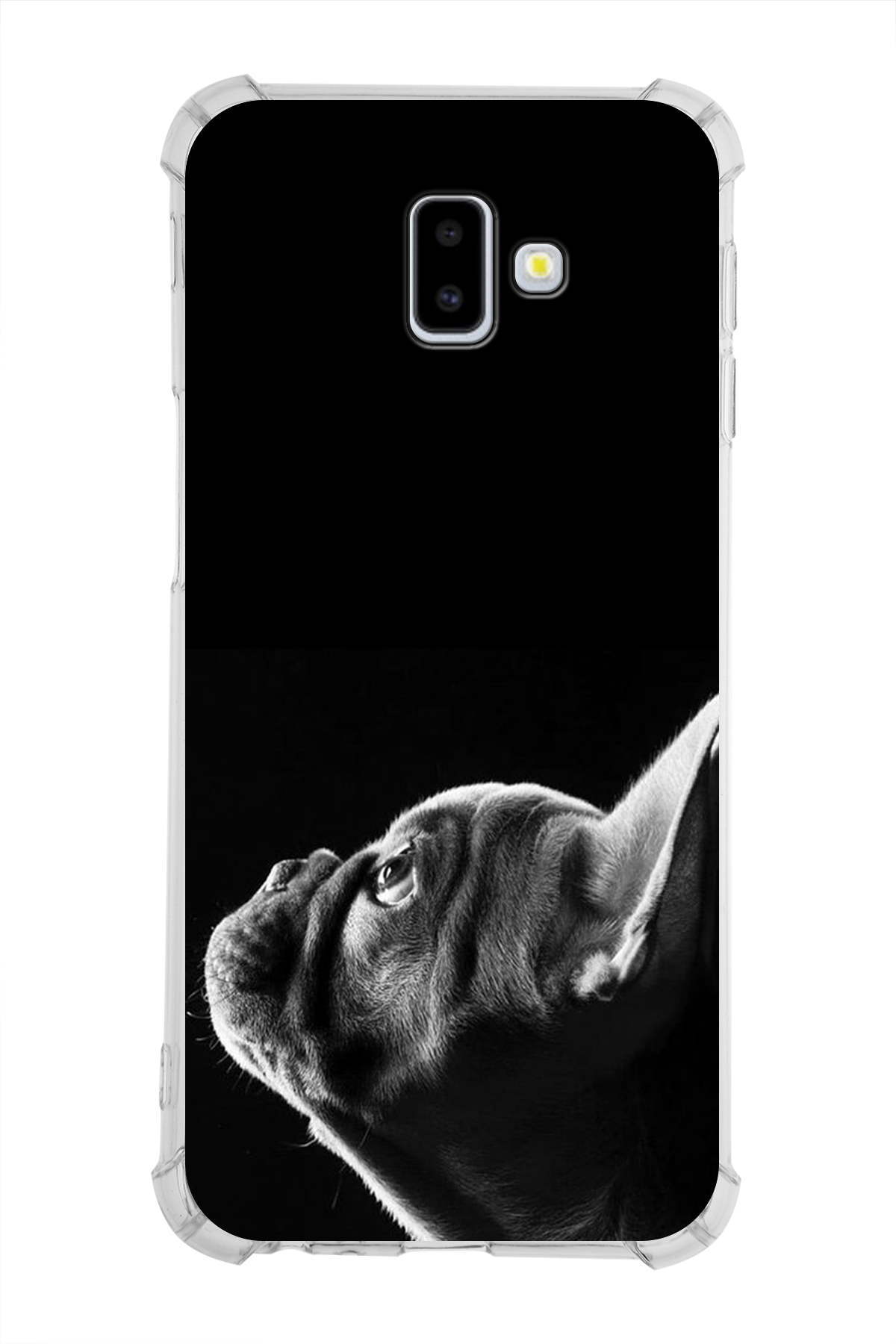 Samsung Galaxy J6+ Plus Uyumlu Köpek 1 Baskılı Şeffaf Köşe Korumalı Antişok Kılıf