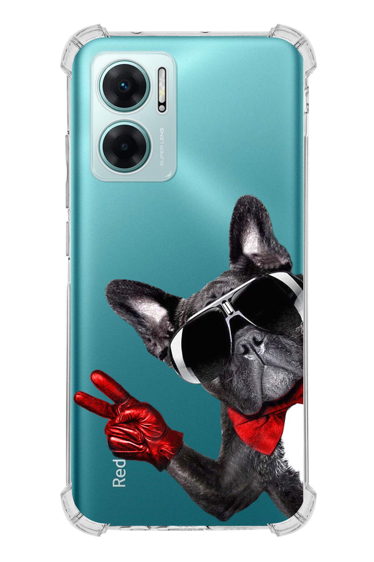 Xiaomi Redmi Note 11E Uyumlu Köpek 2 Baskılı Şeffaf Köşe Korumalı Antişok Kılıf