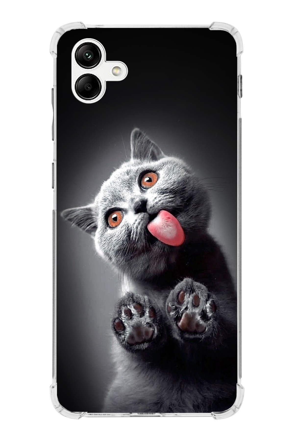 Samsung Galaxy A04e Uyumlu Kedi 2 Baskılı Şeffaf Köşe Korumalı Antişok Kılıf