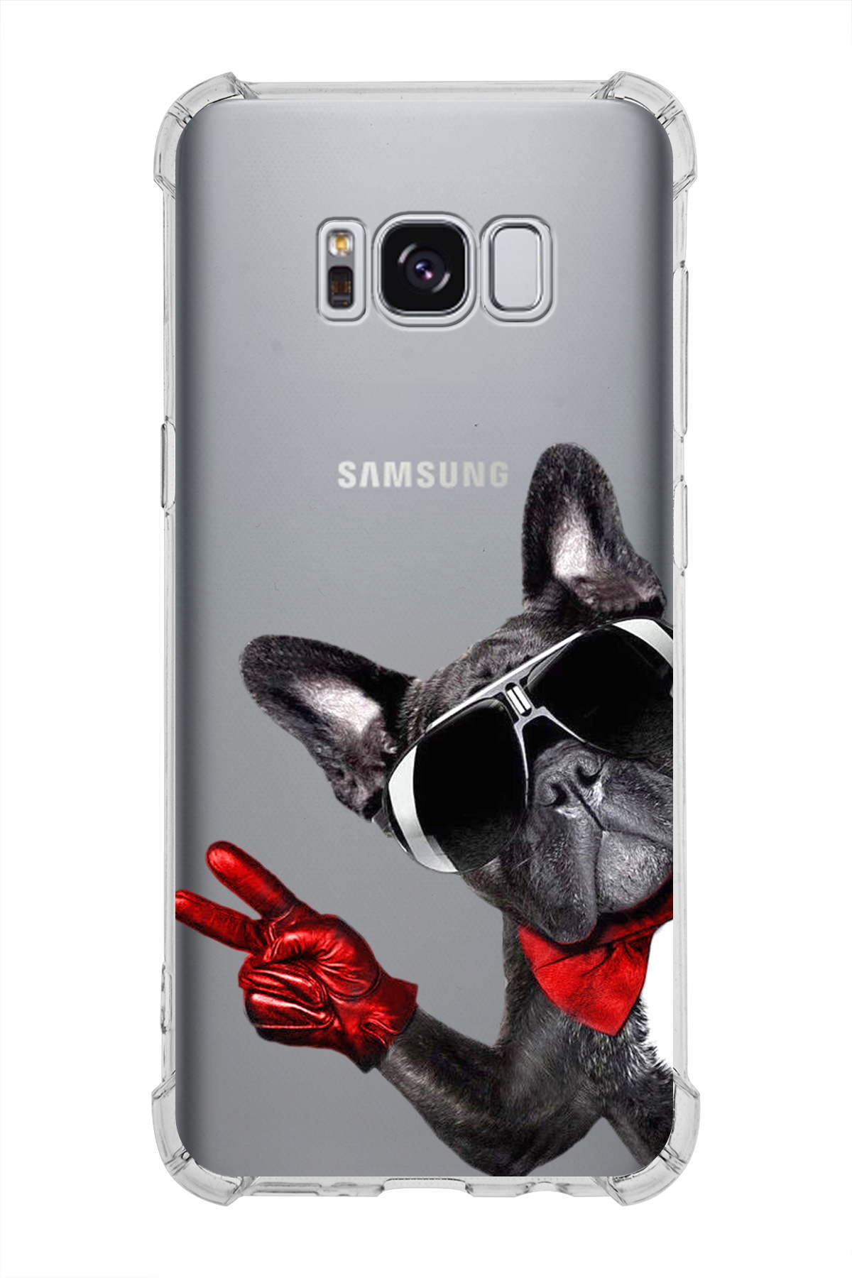 Samsung Galaxy S8 Plus Uyumlu Köpek 2 Baskılı Şeffaf Köşe Korumalı Antişok Kılıf