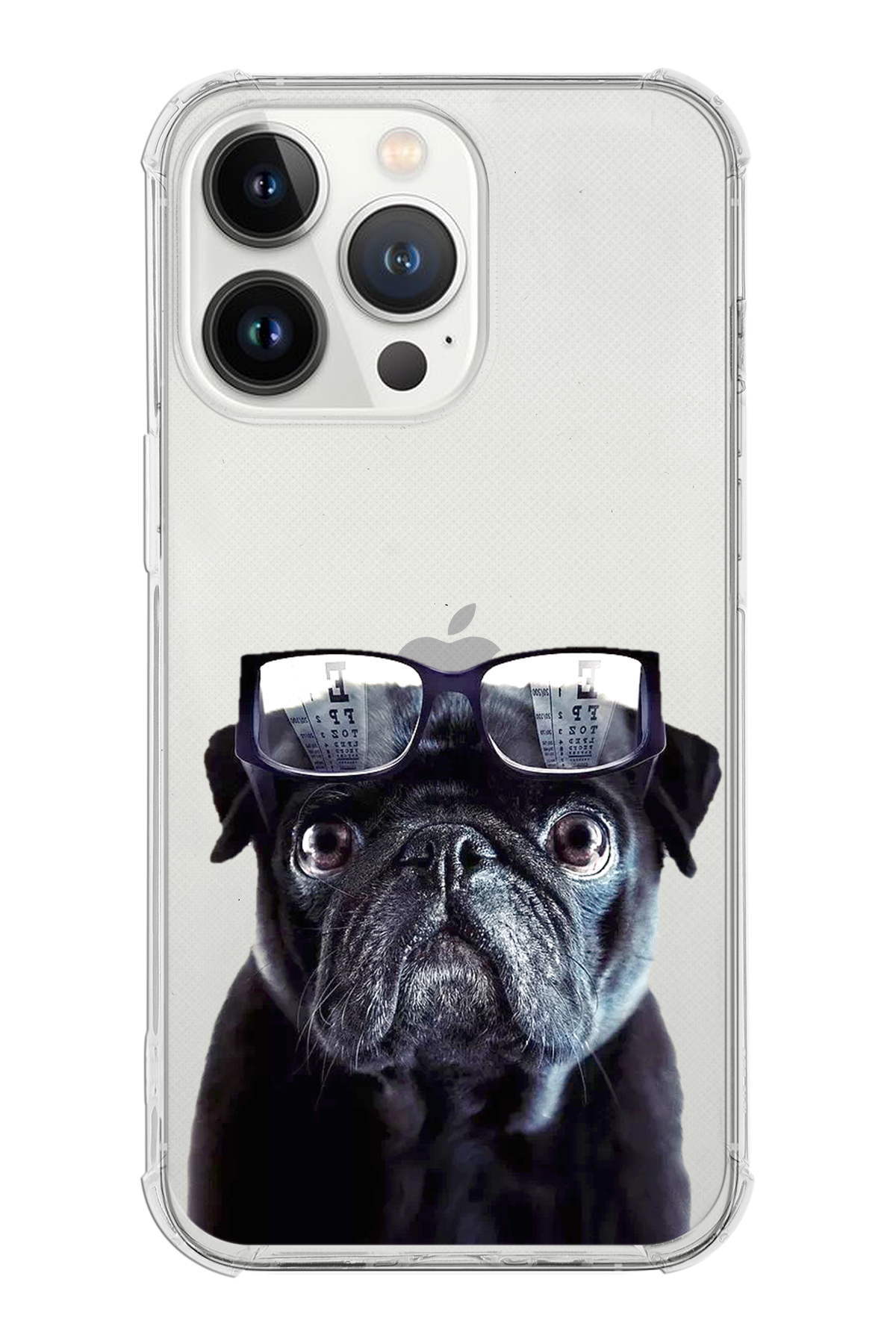 PrintiFy Apple iPhone 13 Pro Max Uyumlu Köpek 3 Baskılı Şeffaf Köşe Korumalı Antişok Kılıf