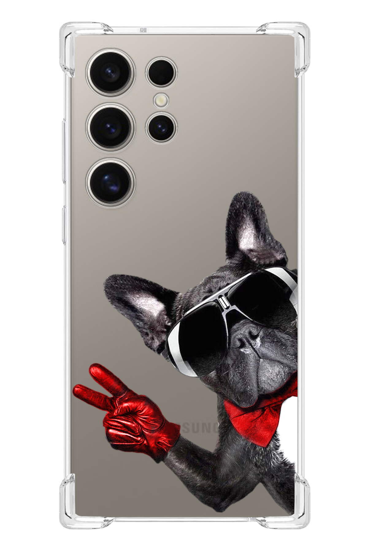 Samsung Galaxy S24 Ultra Uyumlu Köpek 2 Baskılı Şeffaf Köşe Korumalı Antişok Kılıf