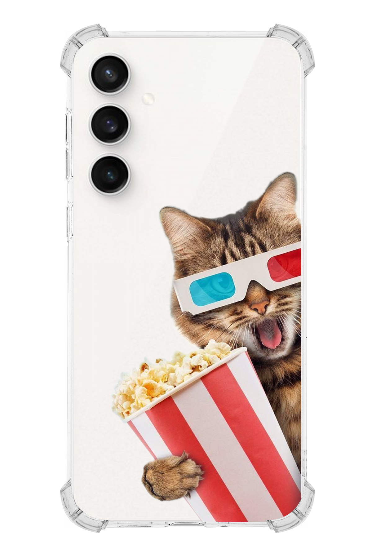 Samsung Galaxy S23 Fe Uyumlu Kedi 1 Baskılı Şeffaf Köşe Korumalı Antişok Kılıf