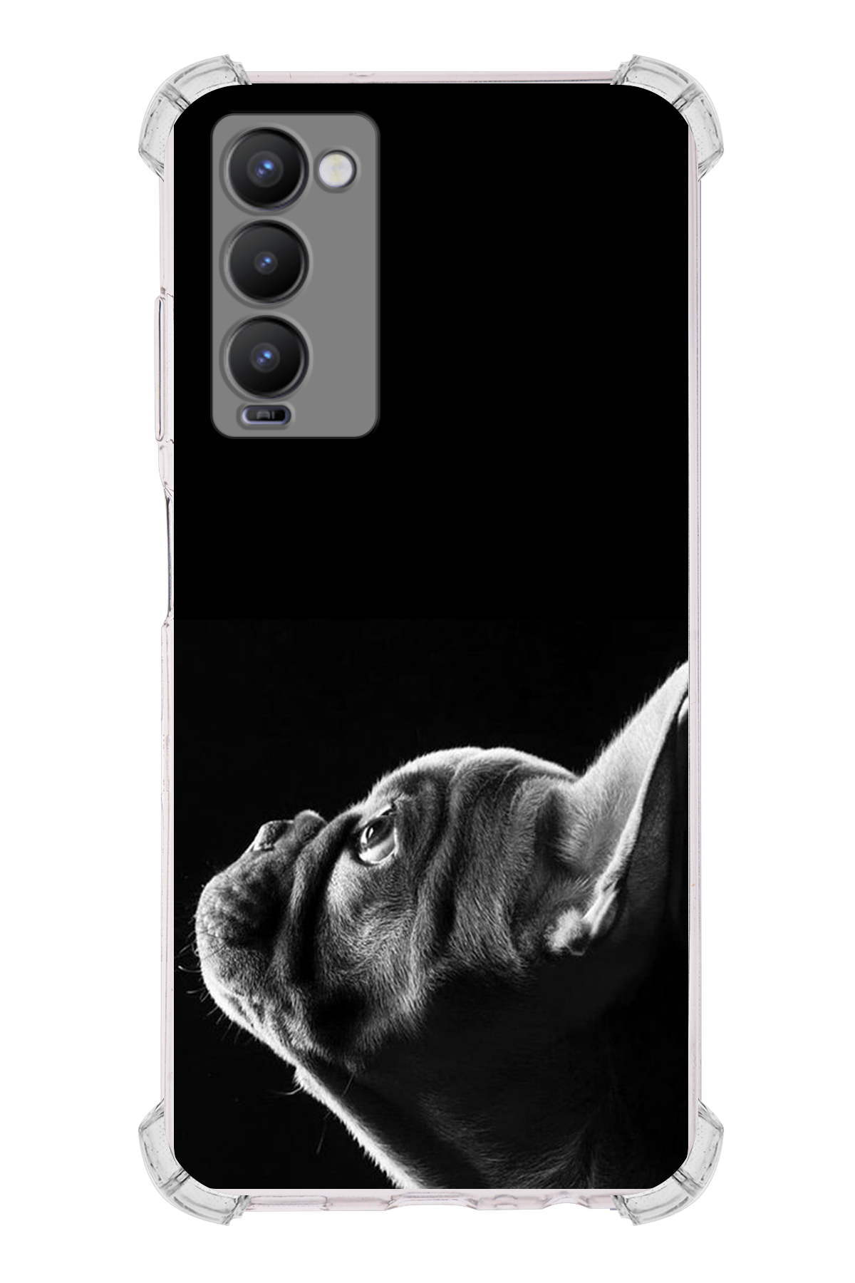Tecno Camon 18 Uyumlu Köpek 1 Baskılı Şeffaf Köşe Korumalı Antişok Kılıf