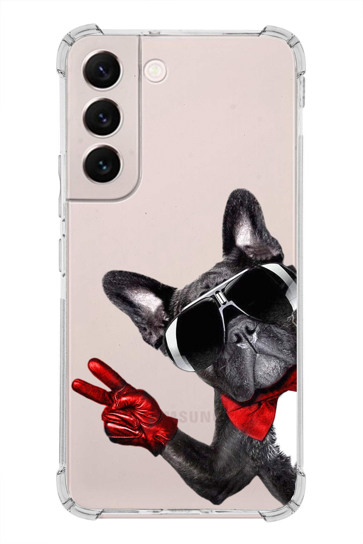 Samsung Galaxy S22 Uyumlu Köpek 2 Baskılı Şeffaf Köşe Korumalı Antişok Kılıf