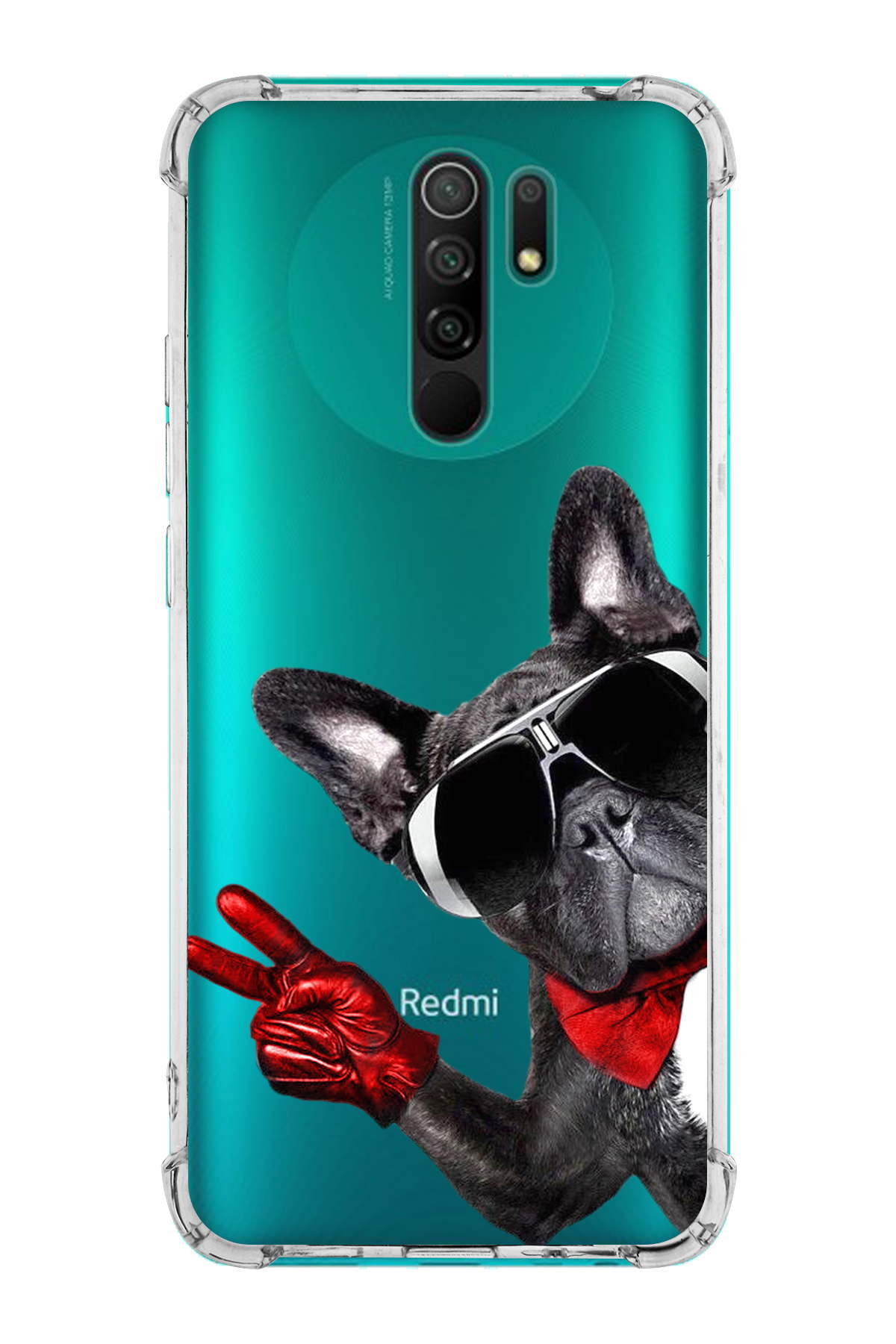 Xiaomi Redmi 9 Uyumlu Köpek 2 Baskılı Şeffaf Köşe Korumalı Antişok Kılıf