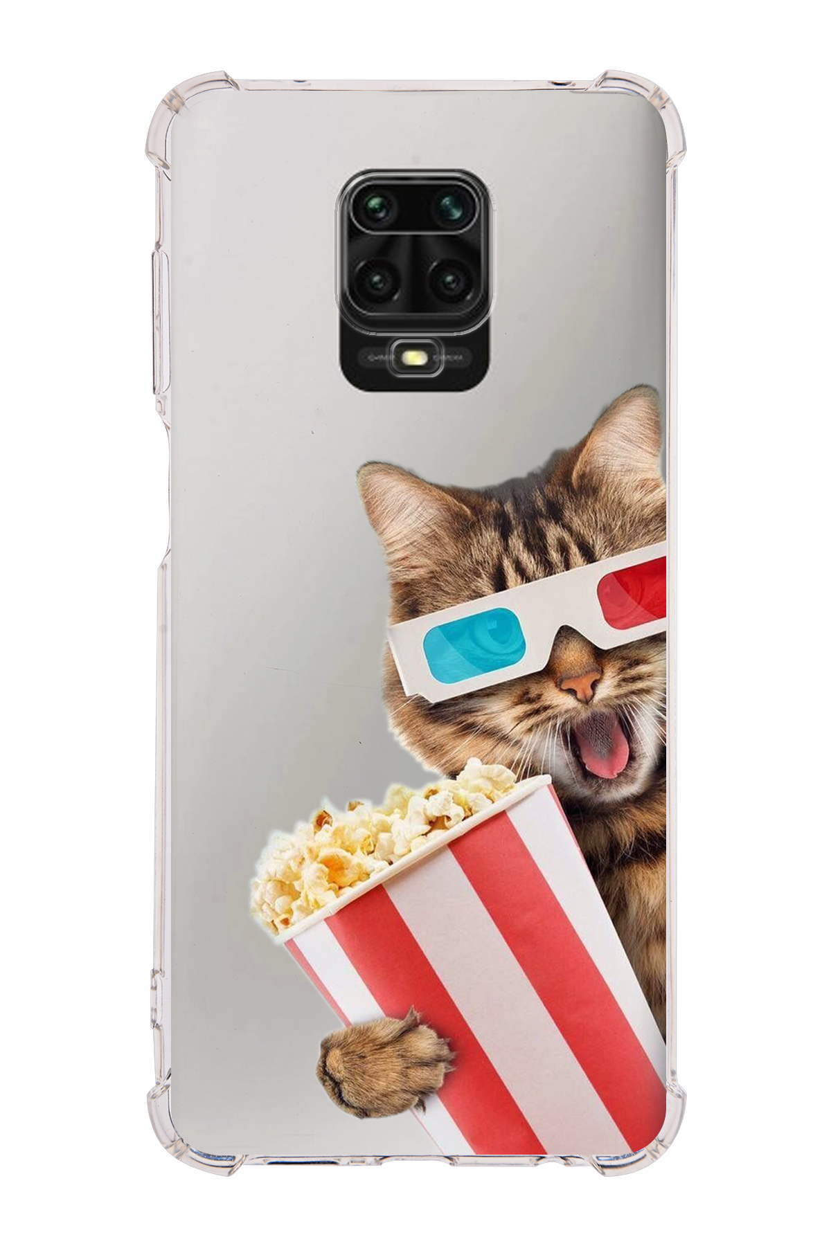 Xiaomi Redmi Note 9 Pro Uyumlu Kedi 1 Baskılı Şeffaf Köşe Korumalı Antişok Kılıf