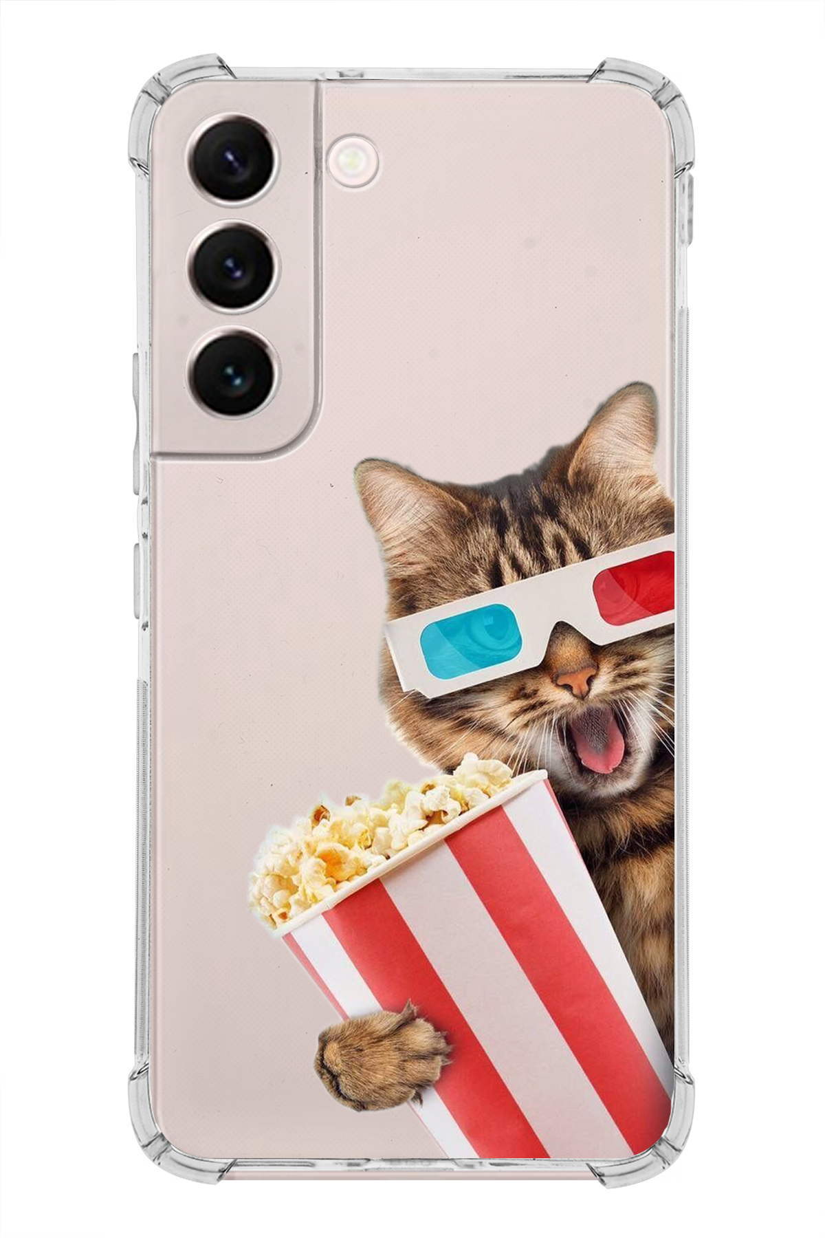 Samsung Galaxy S22 Plus Uyumlu Kedi 1 Baskılı Şeffaf Köşe Korumalı Antişok Kılıf