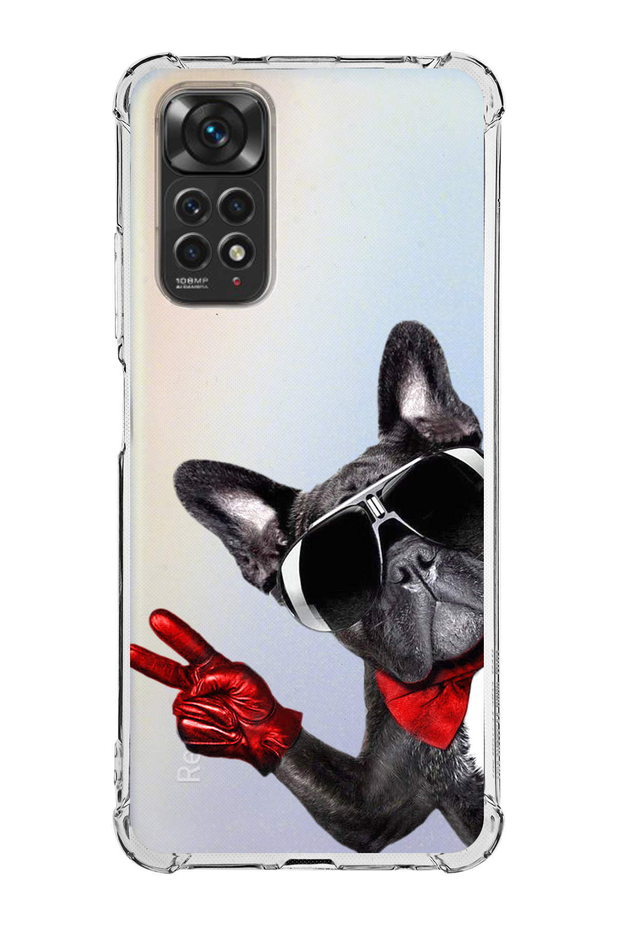 Xiaomi Redmi Note 11S Uyumlu Köpek 2 Baskılı Şeffaf Köşe Korumalı Antişok Kılıf