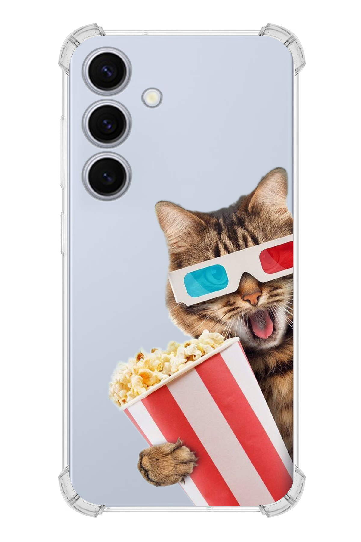 Samsung Galaxy S24 Plus Uyumlu Kedi 1 Baskılı Şeffaf Köşe Korumalı Antişok Kılıf