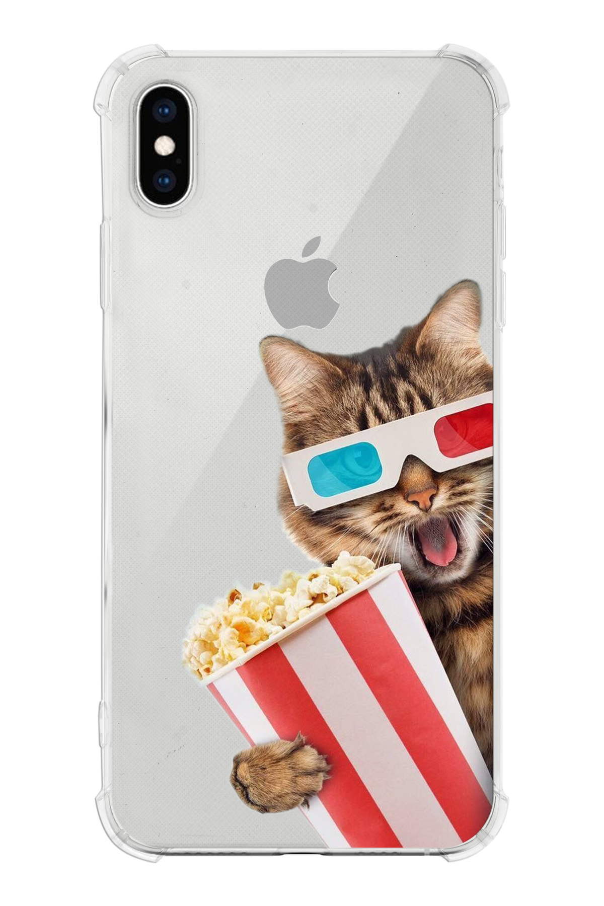 PrintiFy Apple iPhone XS Max Uyumlu Kedi 1 Baskılı Şeffaf Köşe Korumalı Antişok Kılıf