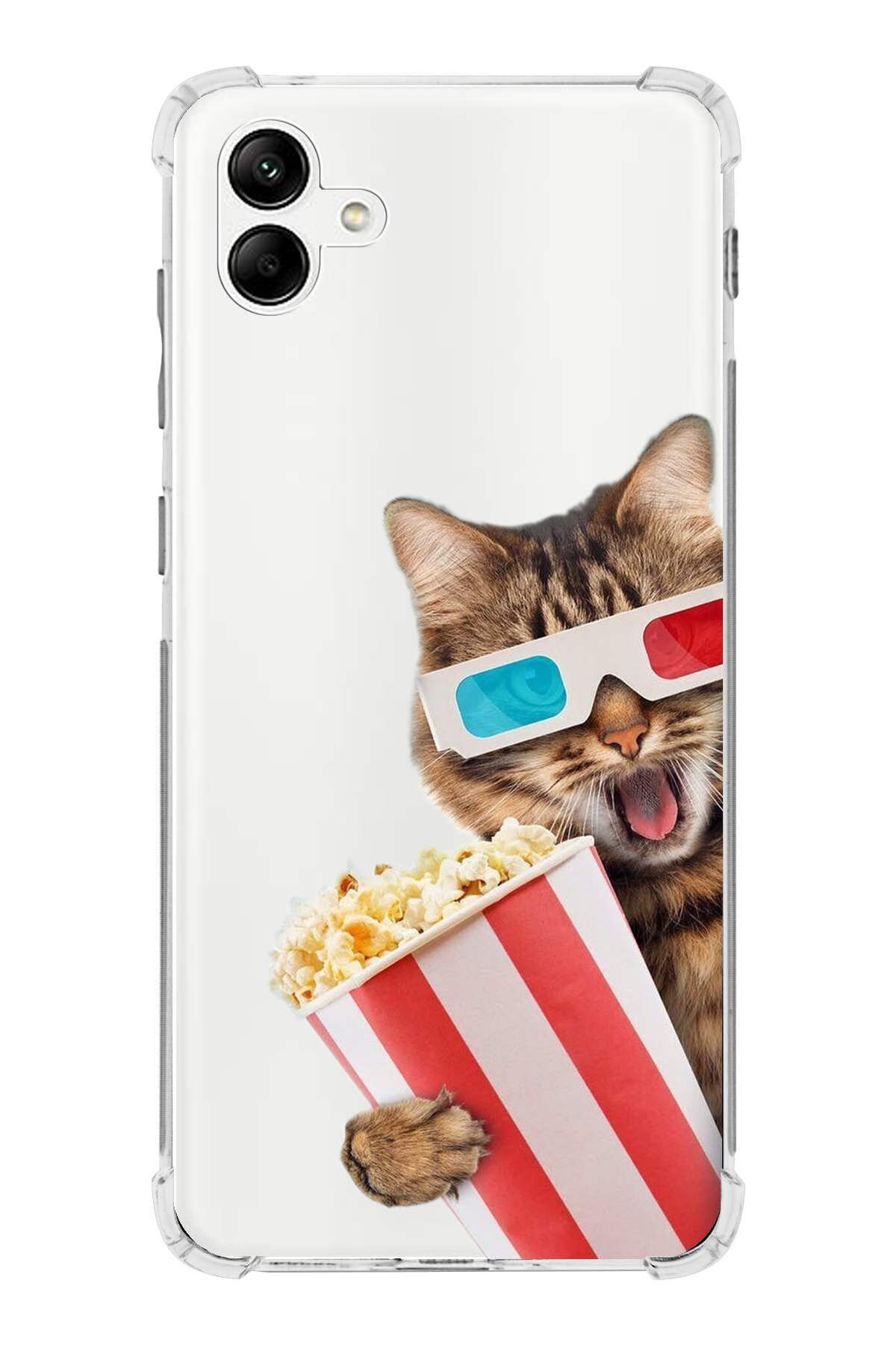 Samsung Galaxy A04 Uyumlu Kedi 1 Baskılı Şeffaf Köşe Korumalı Antişok Kılıf