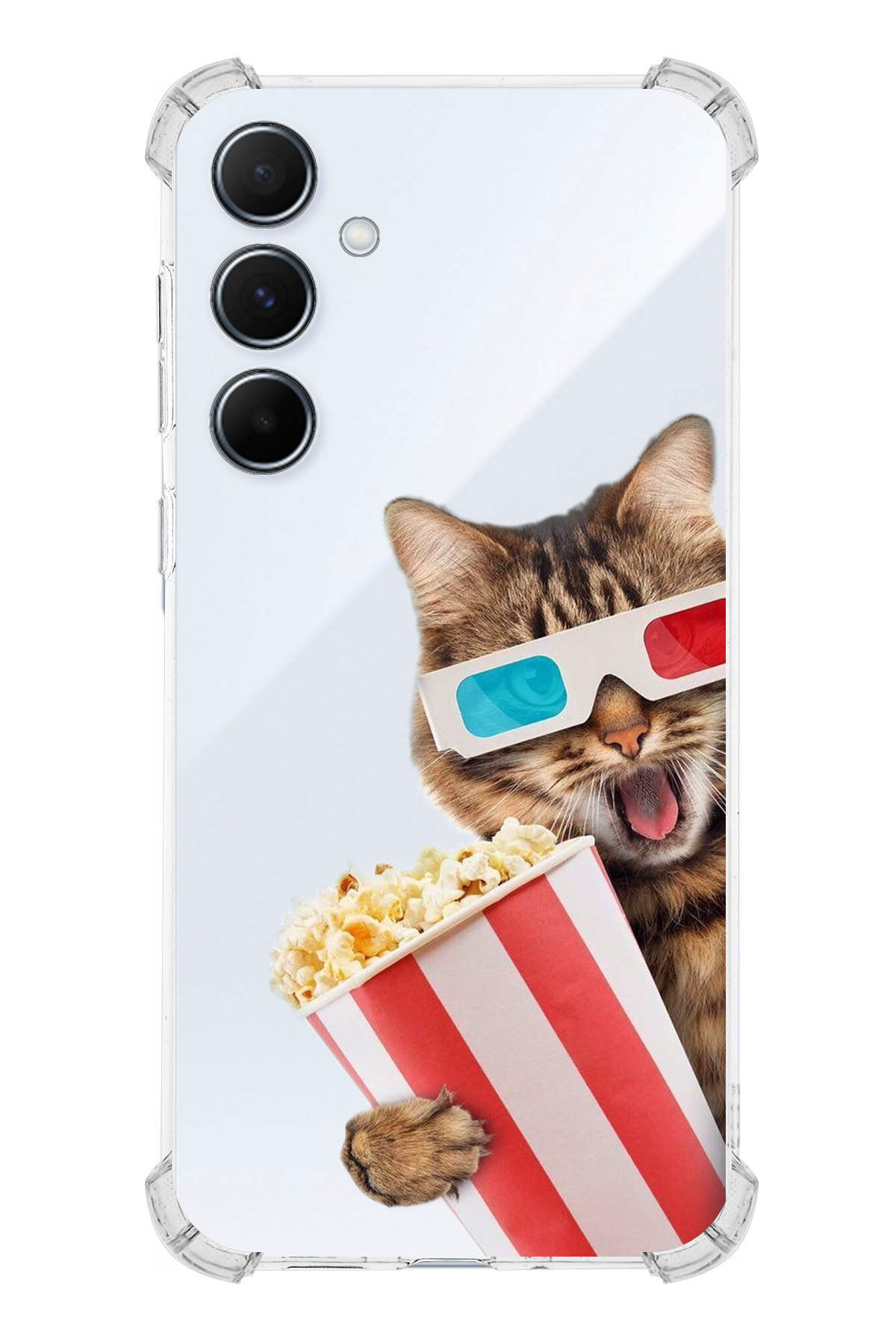 Samsung Galaxy A55 Uyumlu Kedi 1 Baskılı Şeffaf Köşe Korumalı Antişok Kılıf