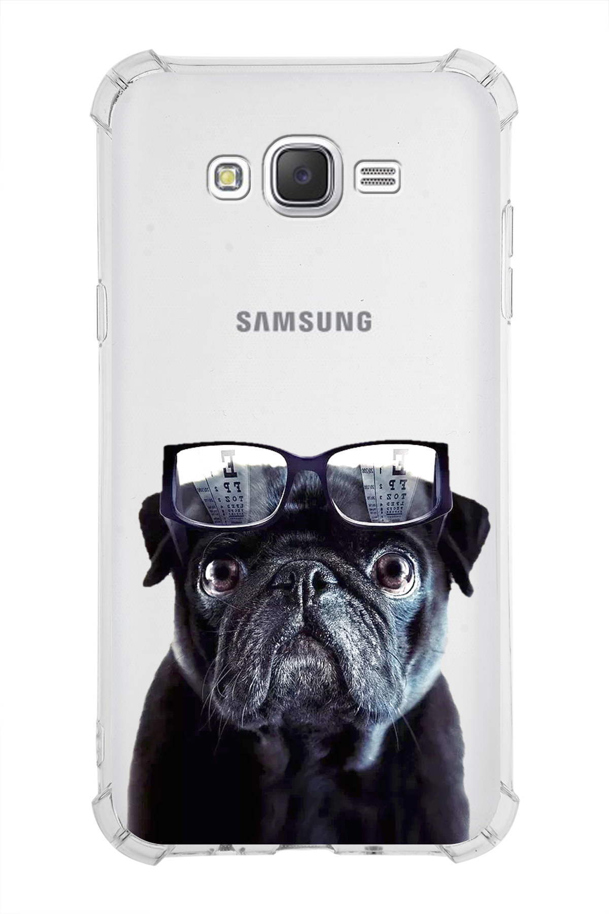 Samsung Galaxy J7 Uyumlu Köpek 3 Baskılı Şeffaf Köşe Korumalı Antişok Kılıf