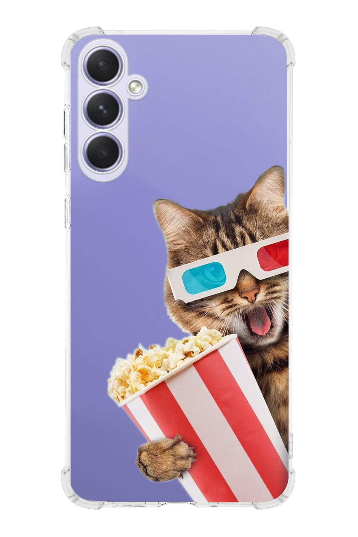 Samsung Galaxy A54 Uyumlu Kedi 1 Baskılı Şeffaf Köşe Korumalı Antişok Kılıf