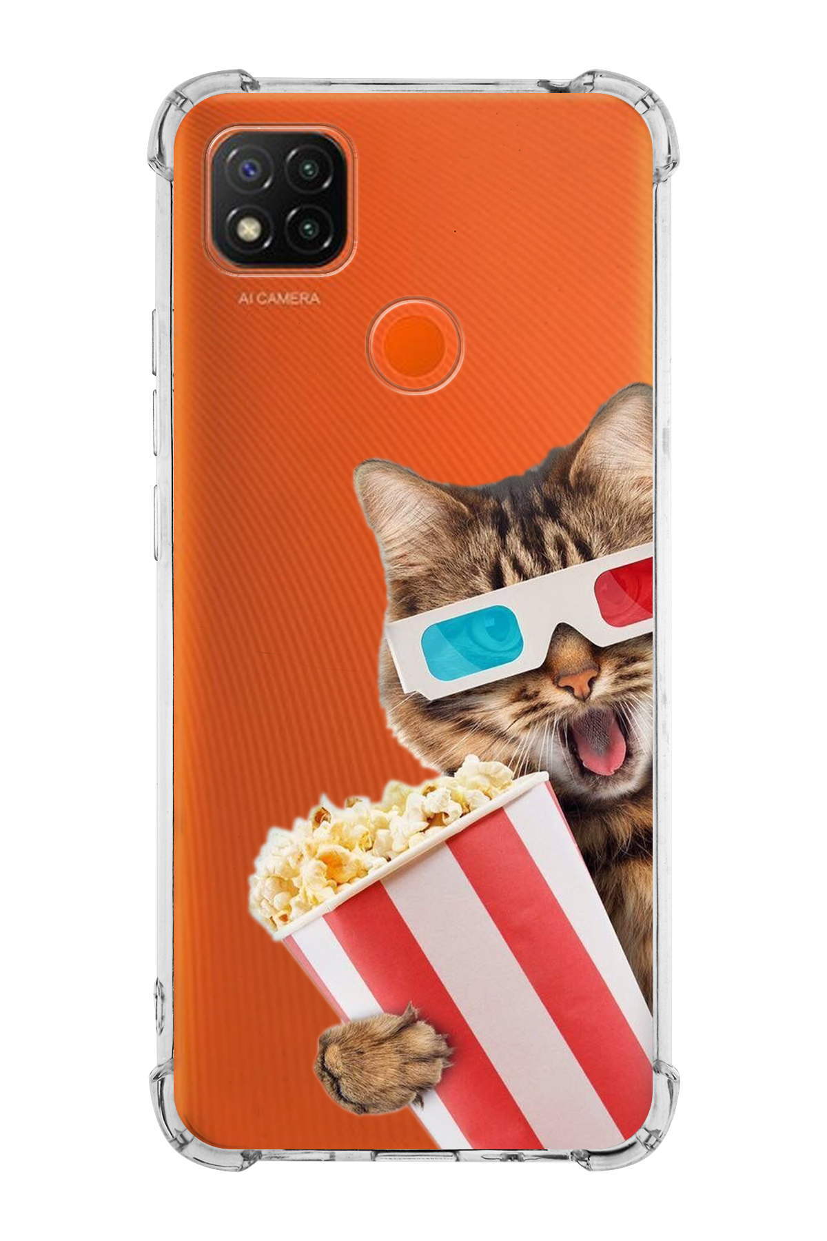 Xiaomi Redmi 9c Uyumlu Kedi 1 Baskılı Şeffaf Köşe Korumalı Antişok Kılıf