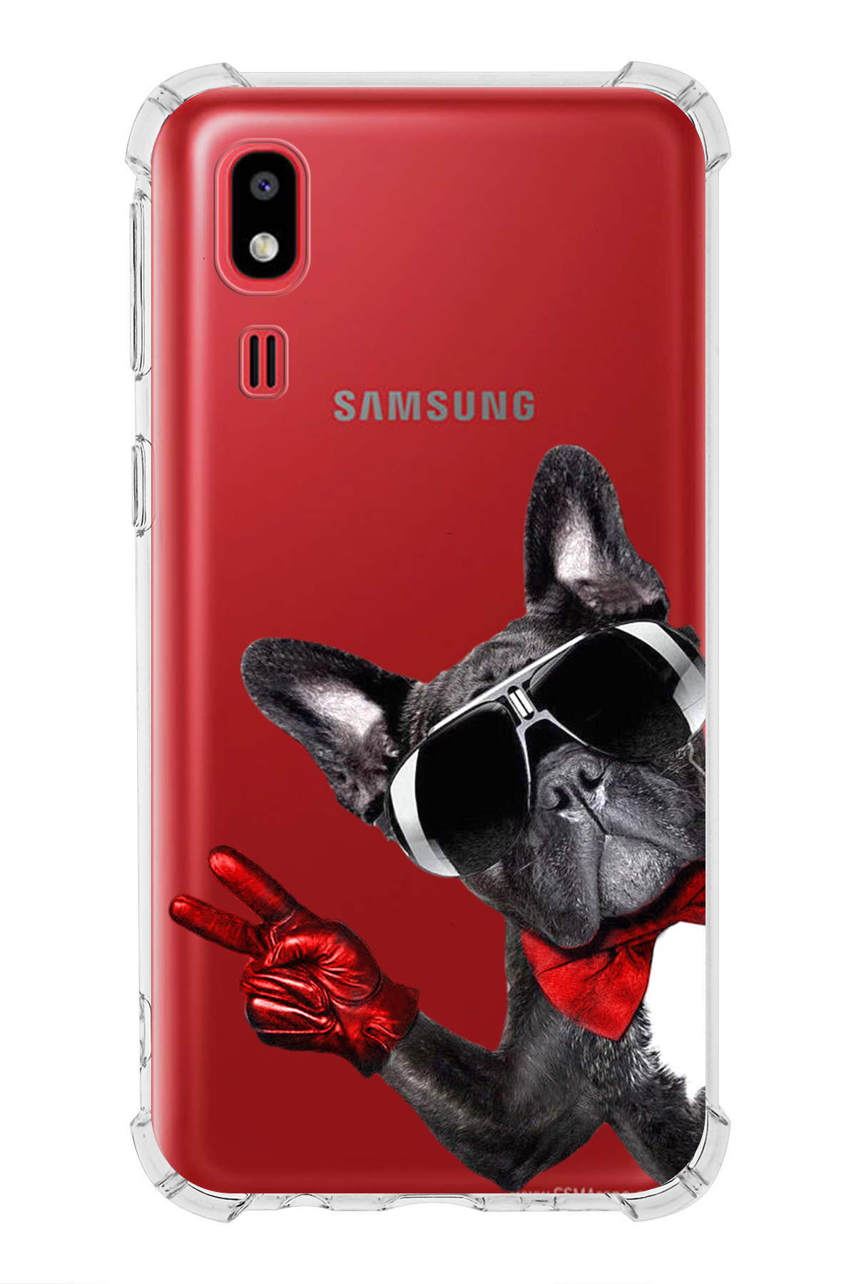 Samsung Galaxy A2 Core Uyumlu Köpek 2 Baskılı Şeffaf Köşe Korumalı Antişok Kılıf