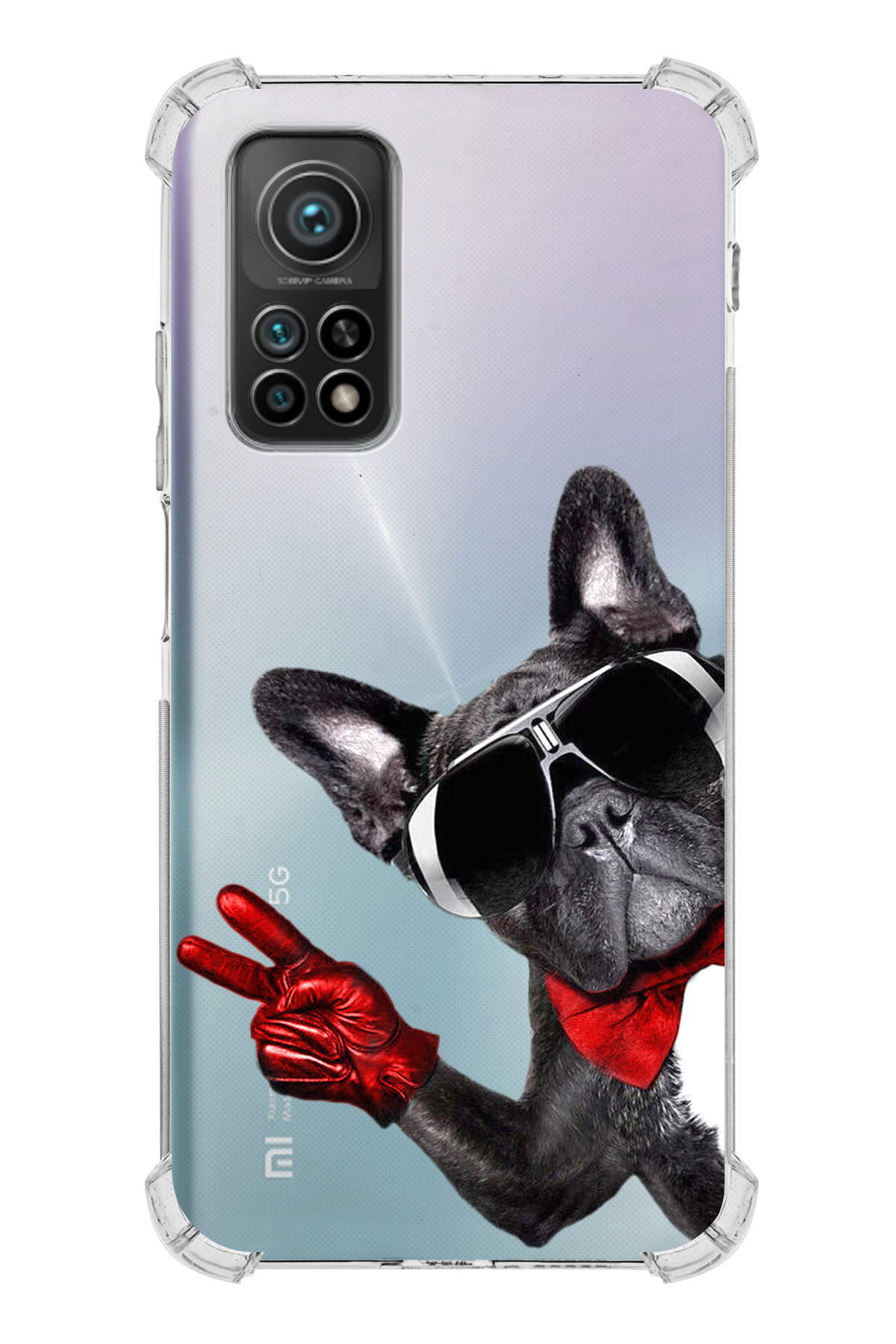 Xiaomi Mi 10 T Uyumlu Köpek 2 Baskılı Şeffaf Köşe Korumalı Antişok Kılıf