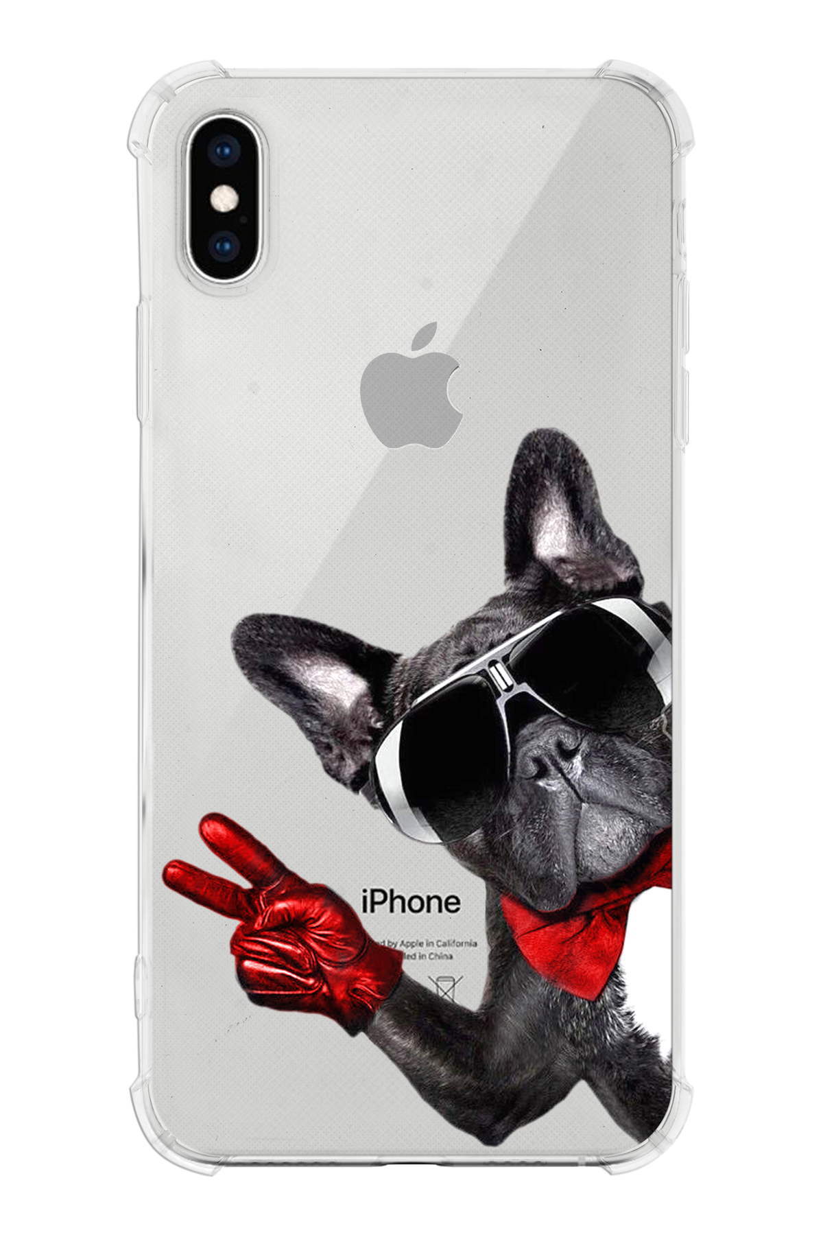 PrintiFy Apple iPhone XS Max Uyumlu Köpek 2 Baskılı Şeffaf Köşe Korumalı Antişok Kılıf