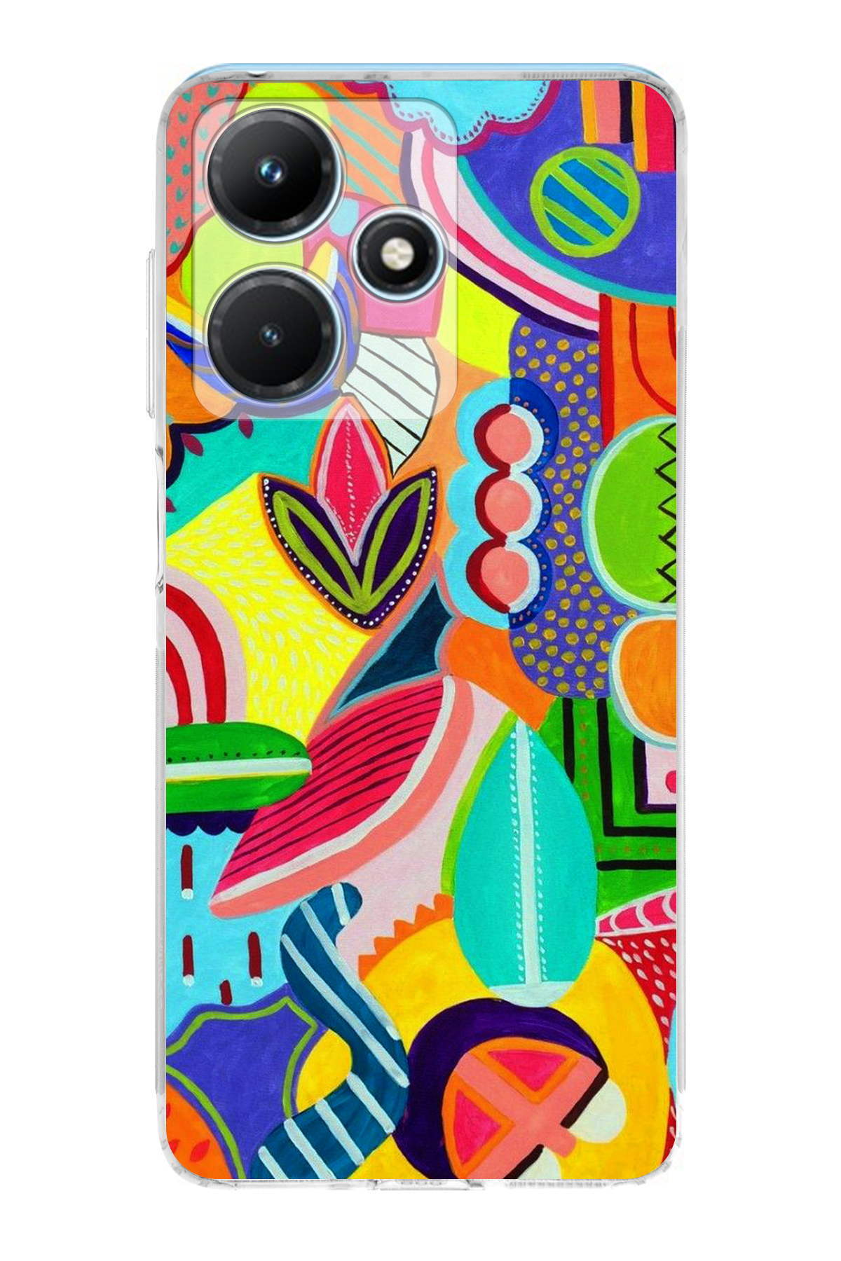 İnfinix Hot 30i ile Uyumlu Retro Color 6 Kamera Korumalı Şeffaf Kılıf