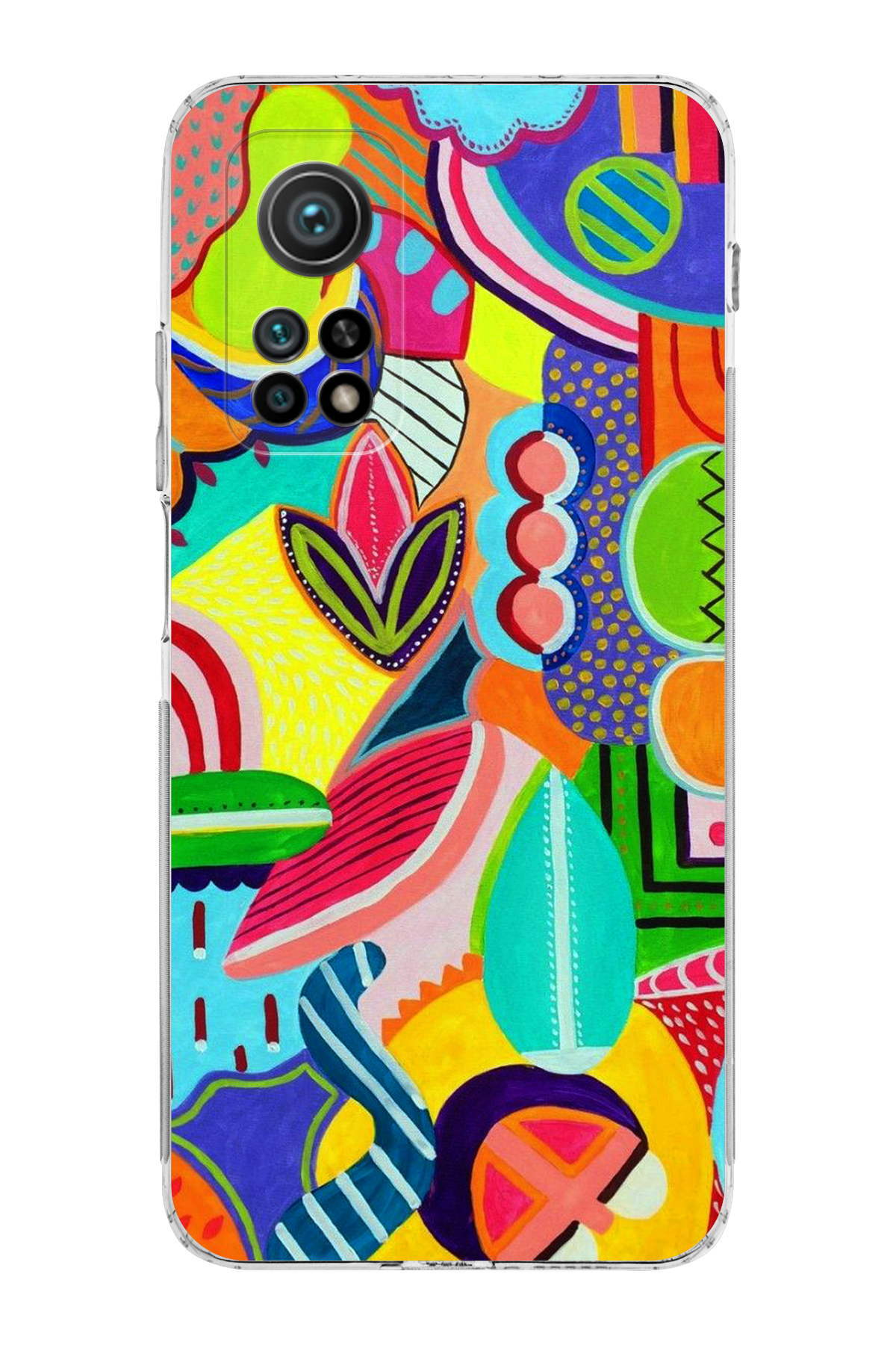 Xiaomi Mi 10 T ile Uyumlu Retro Color 6 Kamera Korumalı Şeffaf Kılıf