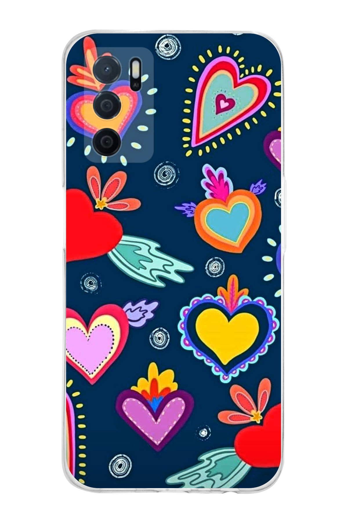 Oppo A16 ile Uyumlu Retro Color 3  Kamera Korumalı Şeffaf  Kılıf