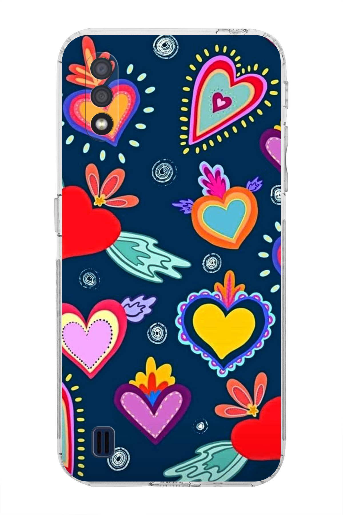 Samsung Galaxy A01 ile Uyumlu Retro Color 3 Kamera Korumalı Şeffaf Kılıf