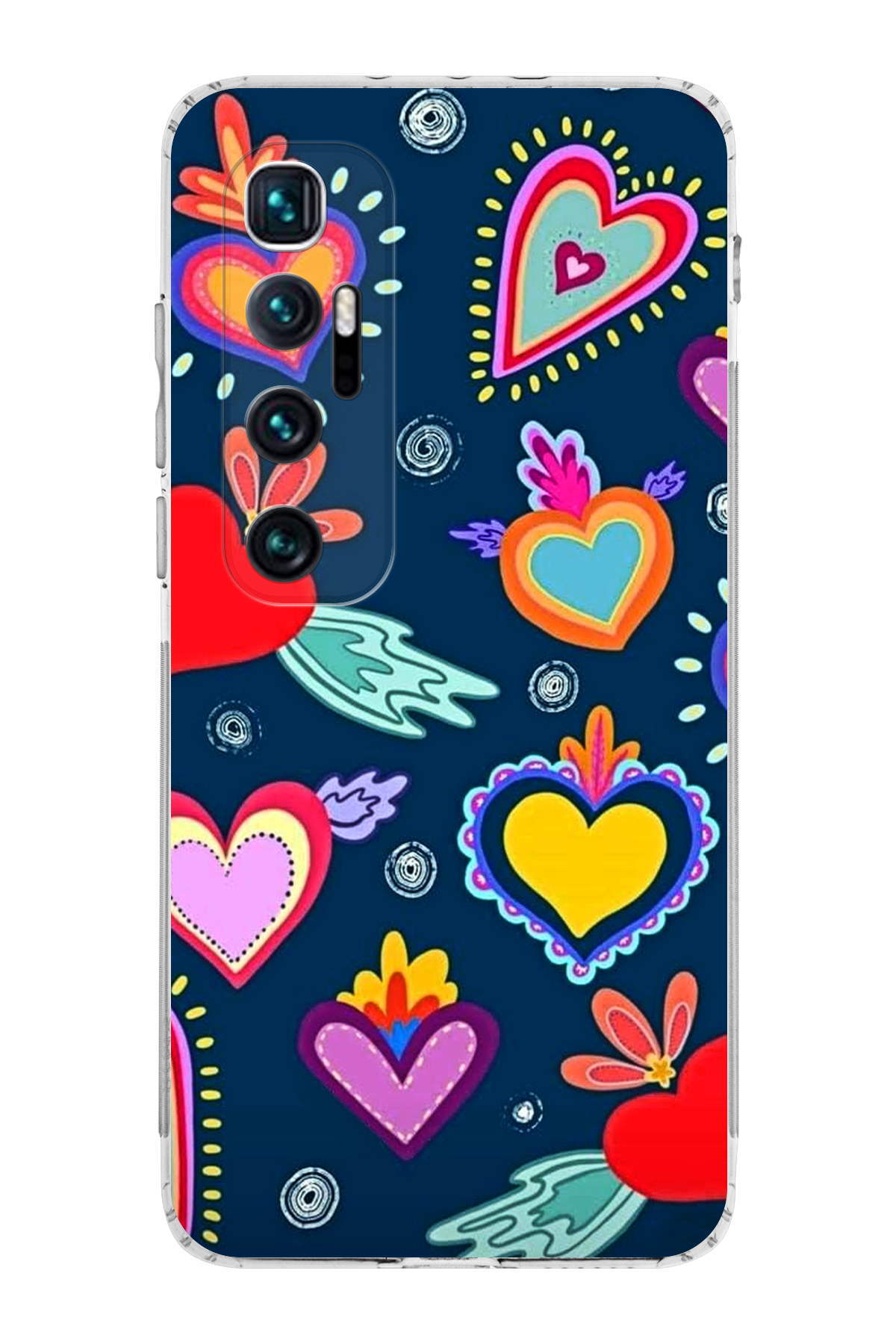 Xiaomi Mi 10 Pro ile Uyumlu Retro Color 3 Kamera Korumalı Şeffaf Kılıf