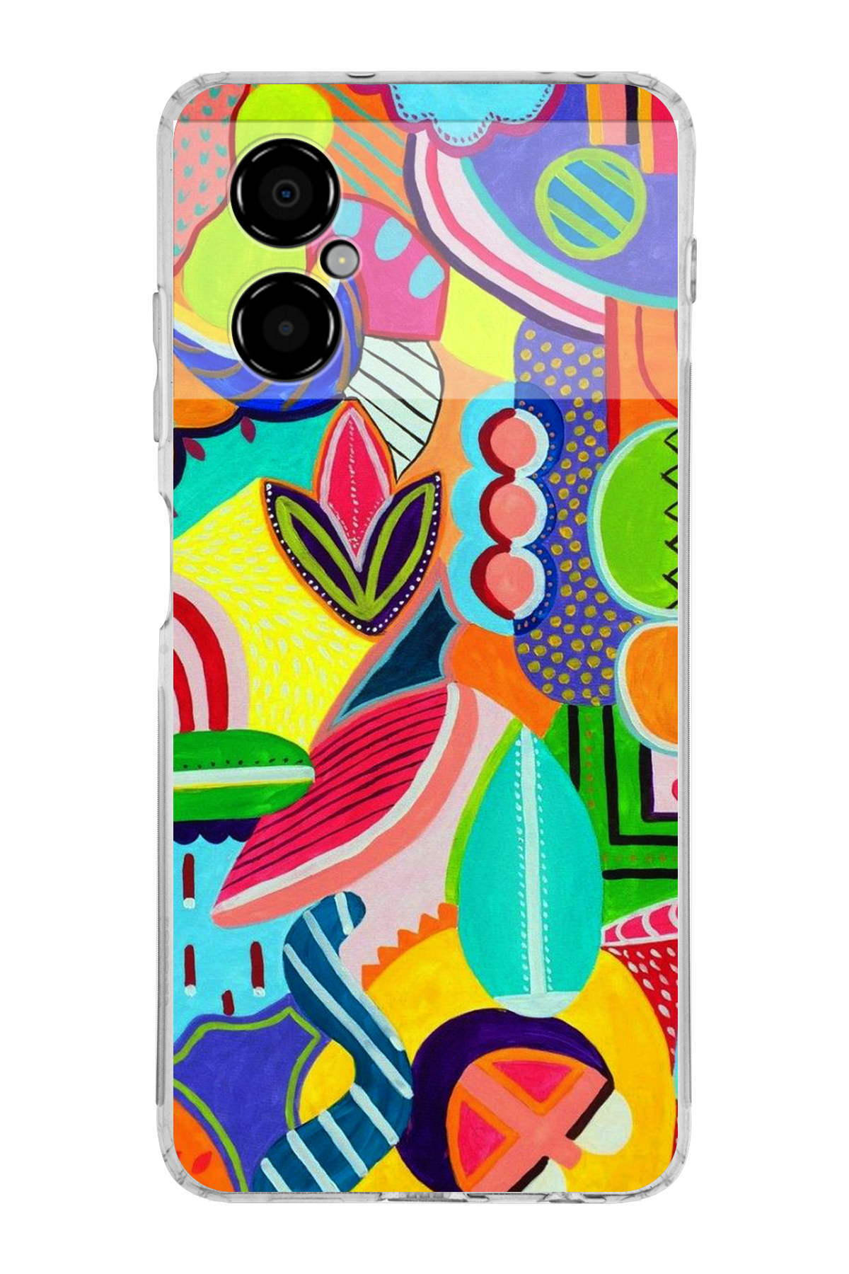 Poco M5 ile Uyumlu Retro Color 6 Kamera Korumalı Şeffaf Kılıf