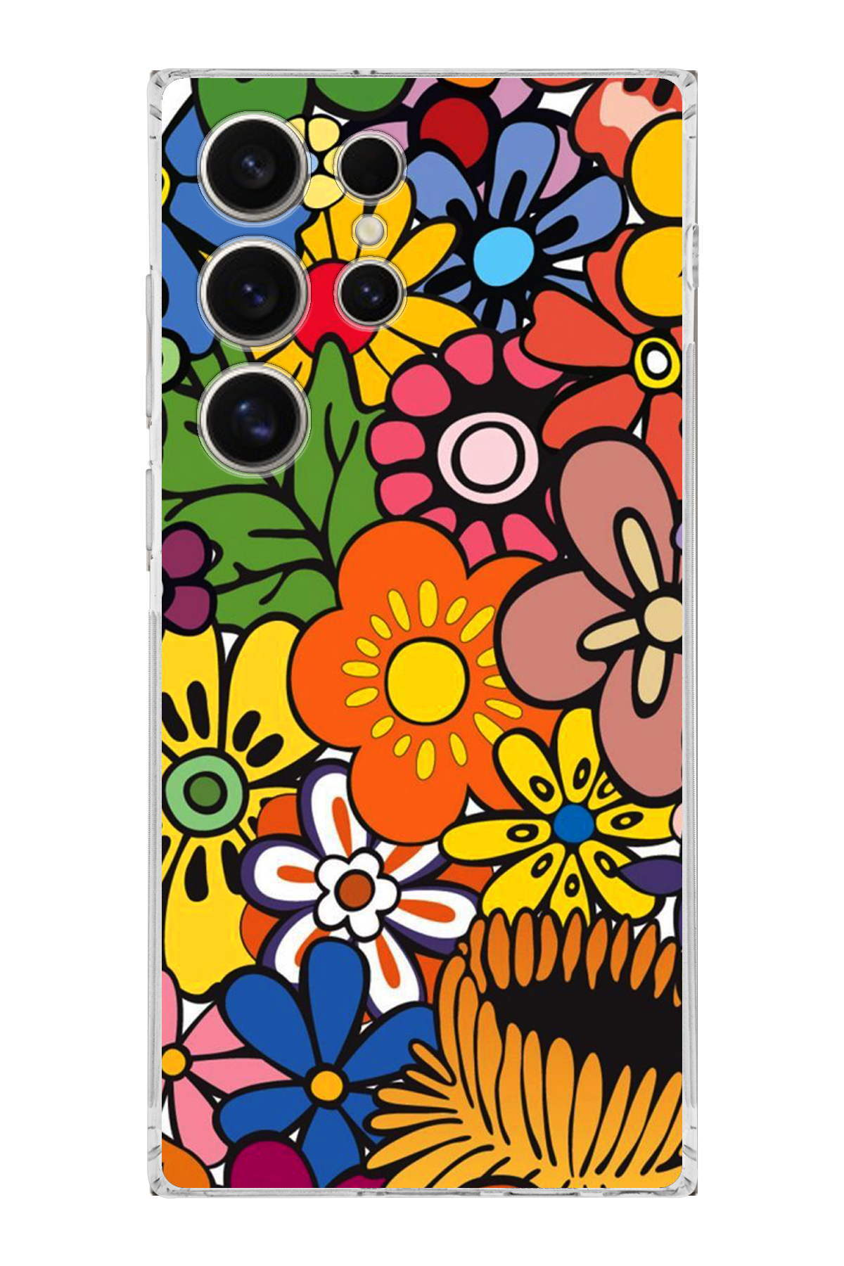 Samsung Galaxy S24 Ultra ile Uyumlu Retro Color 2 Kamera Korumalı Şeffaf Kılıf